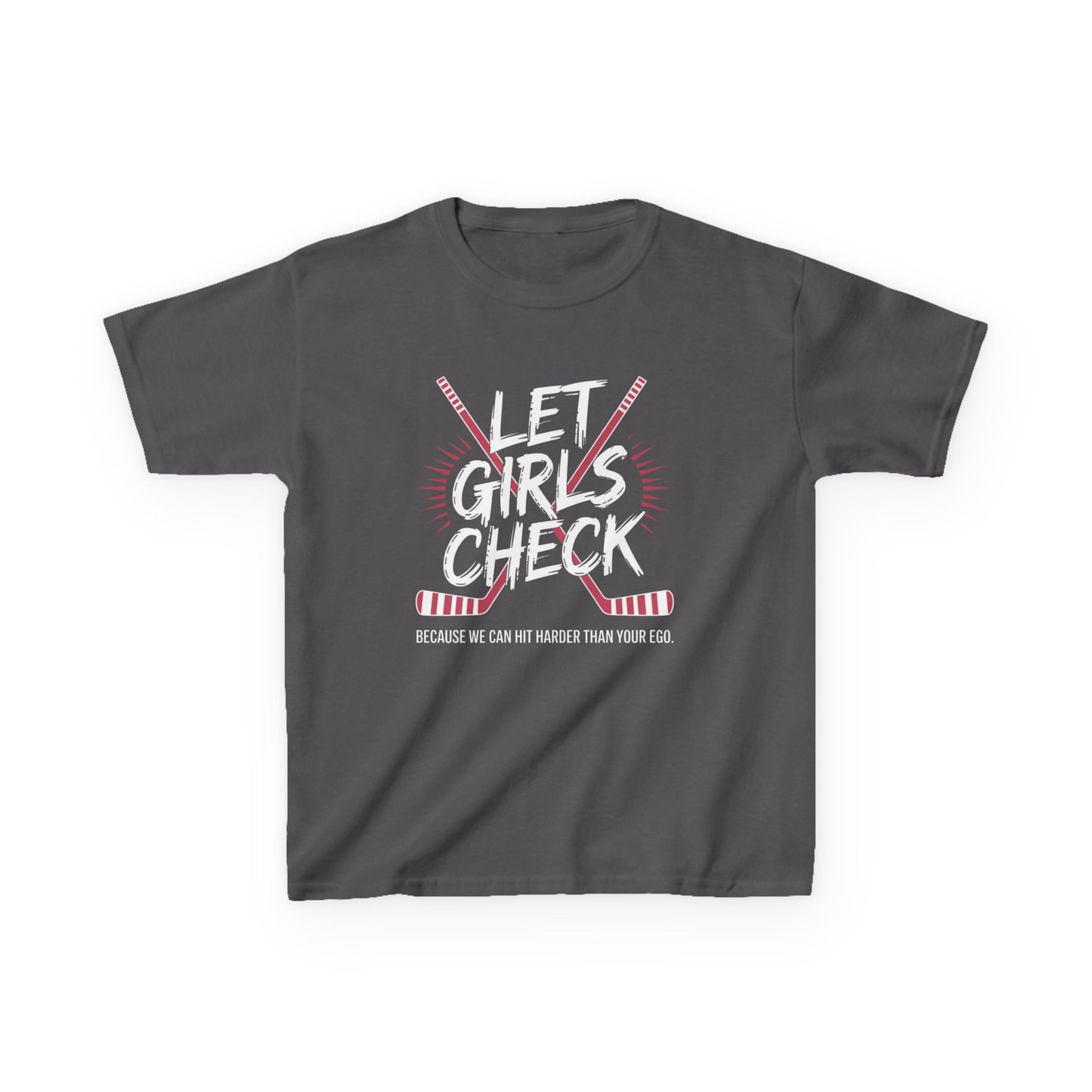 Let Girls Check Kids T-Shirt — Girls Hockey Shirt (Let Girls Check)