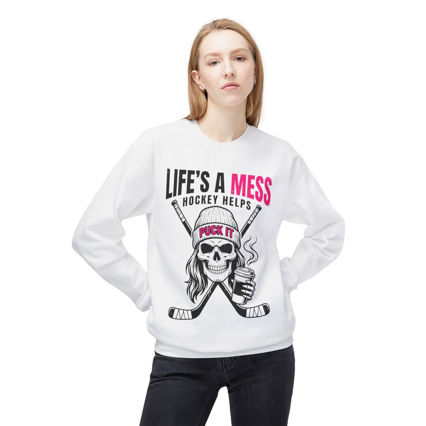 Life's a Mess Hockey Crewneck Sweatshirt