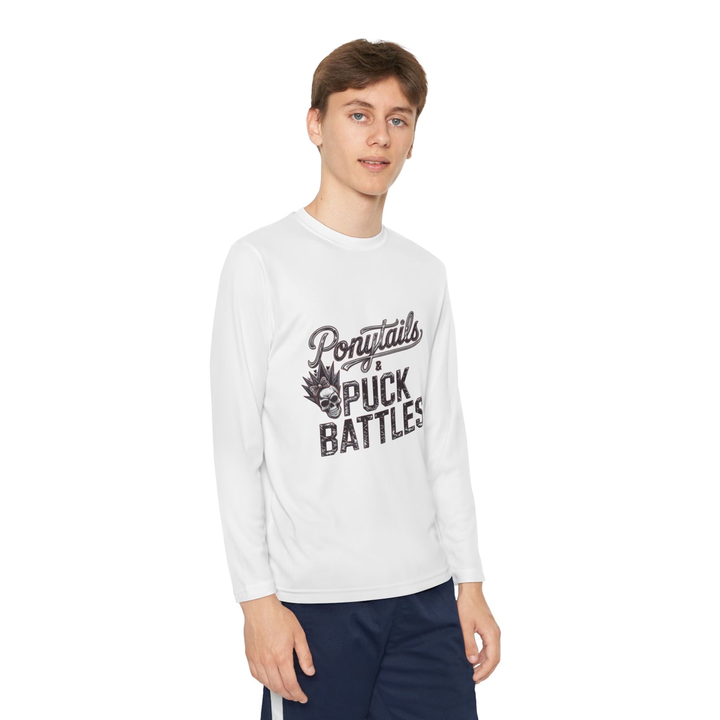 Ponytails & Puck Battles Youth Long Sleeve by Sport-Tek