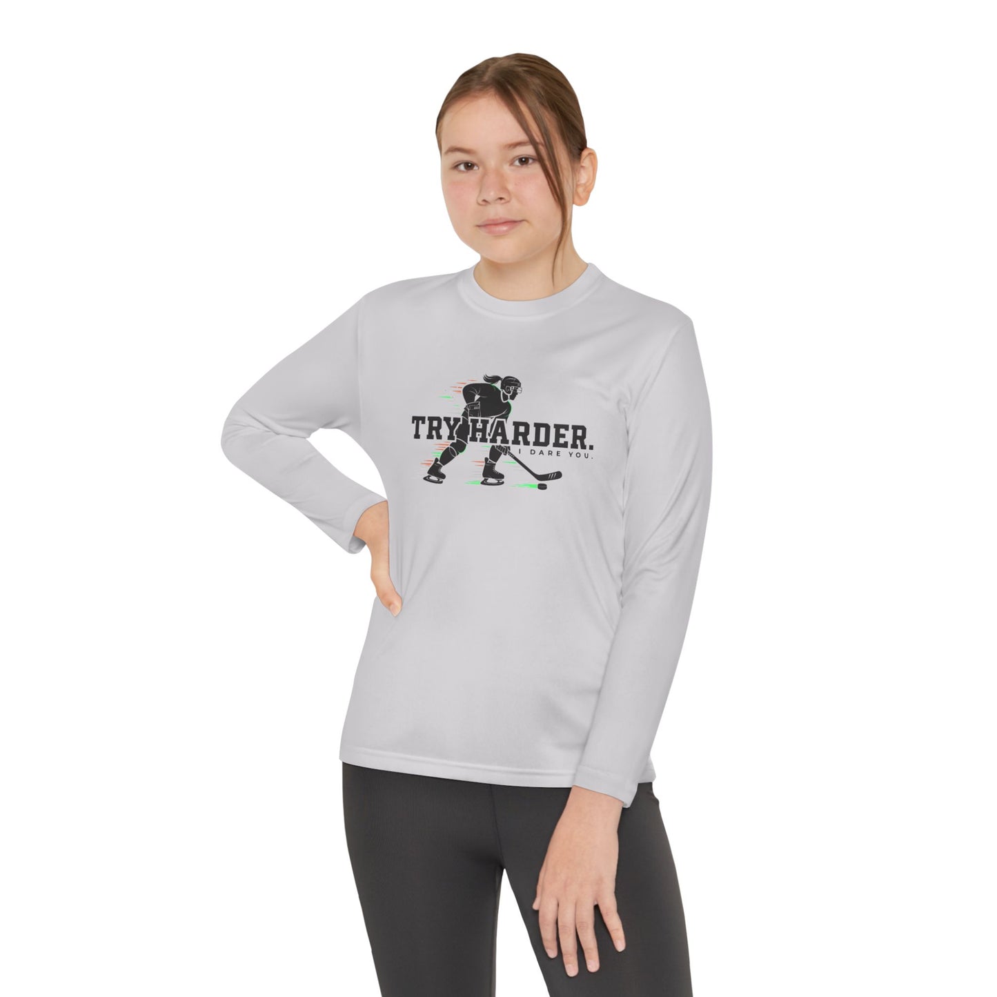 Try Harder Hockey Youth Long Sleeve Tee