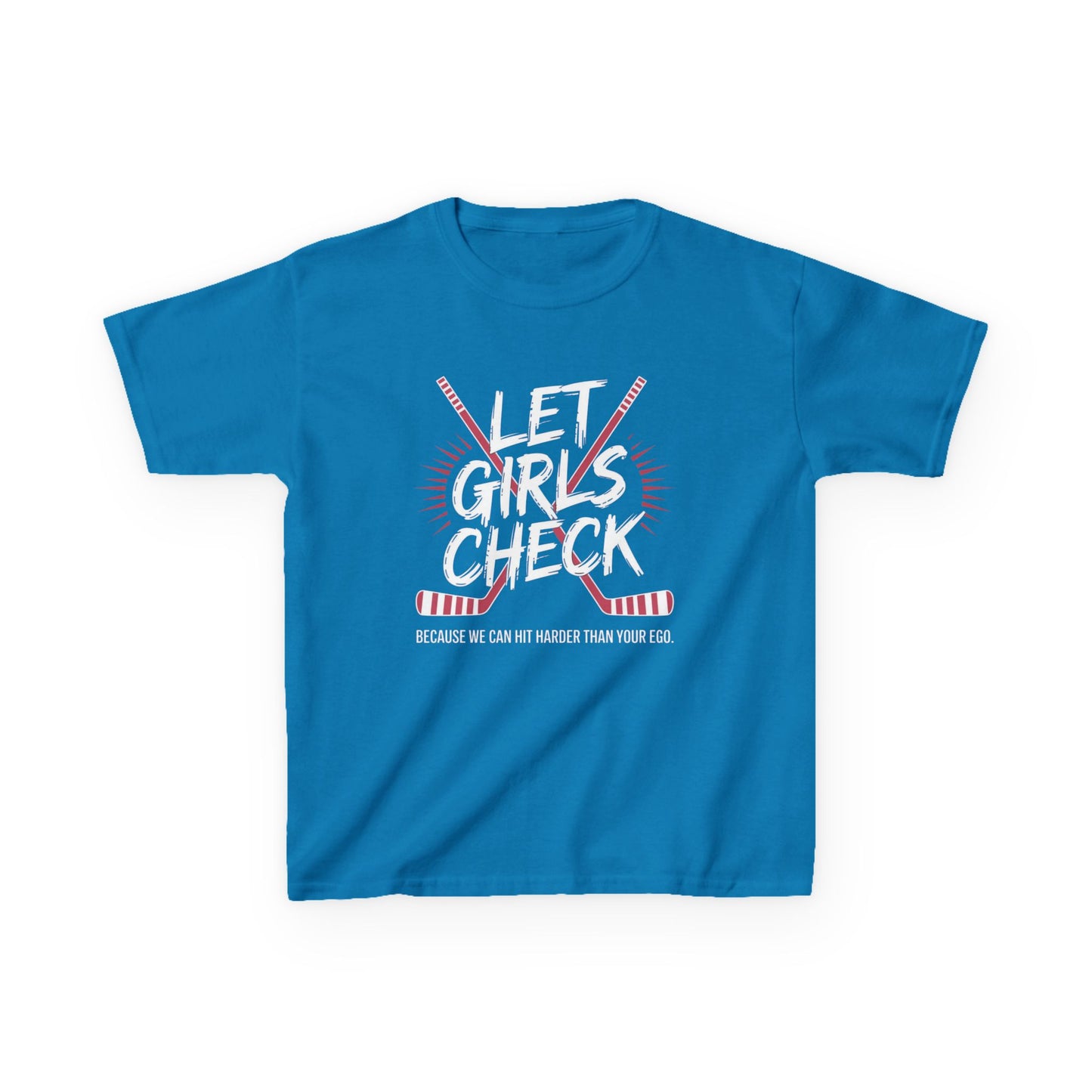Let Girls Check Kids T-Shirt — Girls Hockey Shirt (Let Girls Check)