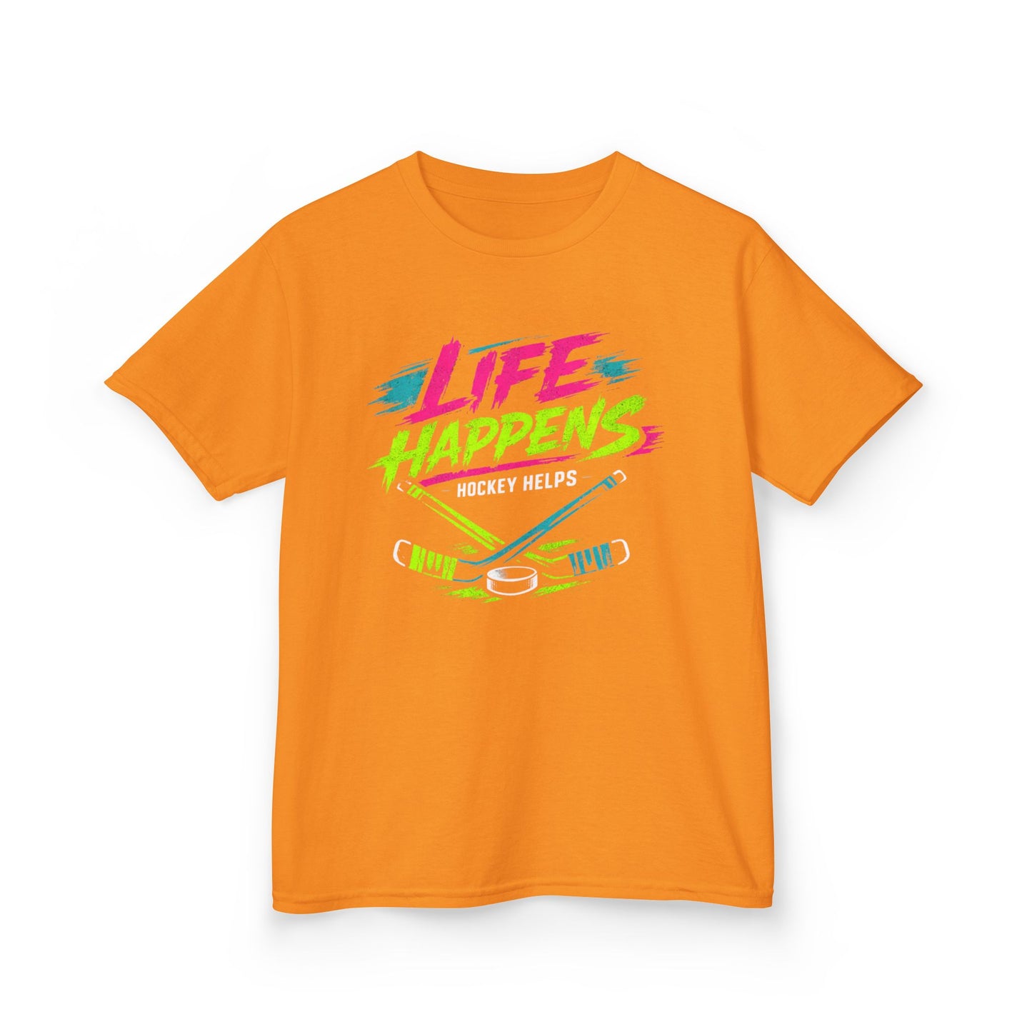 Kids Tee — "Life Happens, Hockey Helps"