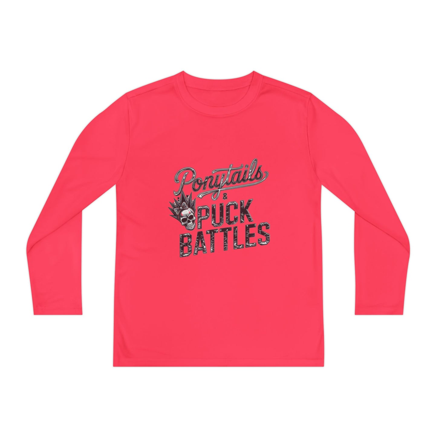 Ponytails & Puck Battles Youth Long Sleeve by Sport-Tek