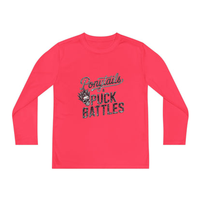 Ponytails & Puck Battles Youth Long Sleeve by Sport-Tek