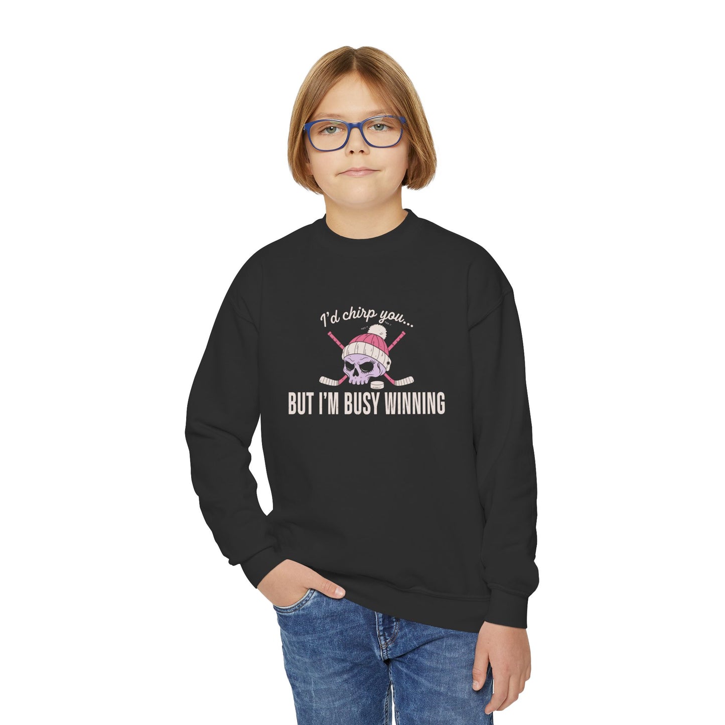 Youth Crewneck Sweatshirt — “I’d Chirp You… But I’m Busy Whining”