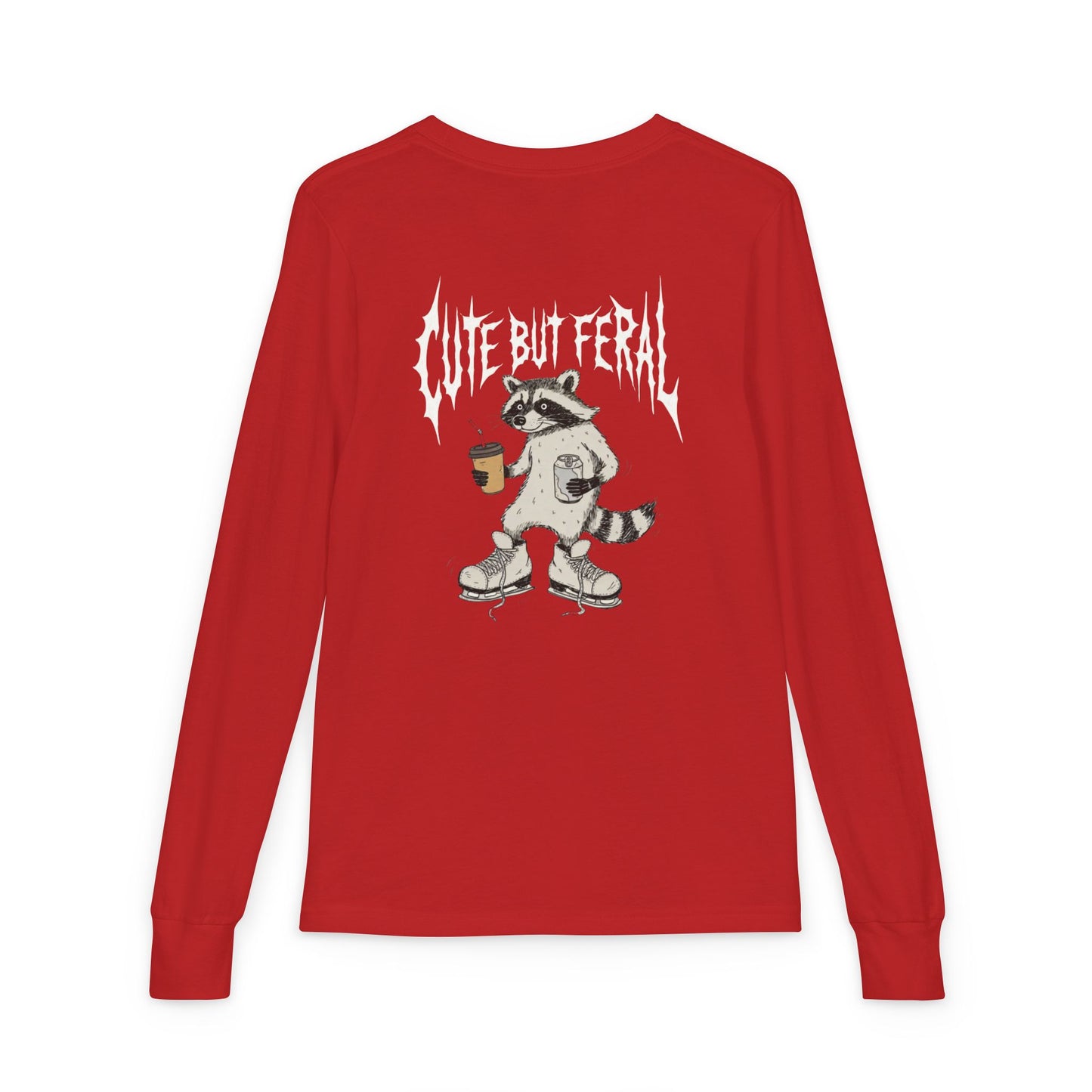Cute But Feral Youth Long Sleeve Tee — Youth Jersey Shirt with Raccoon Graphic