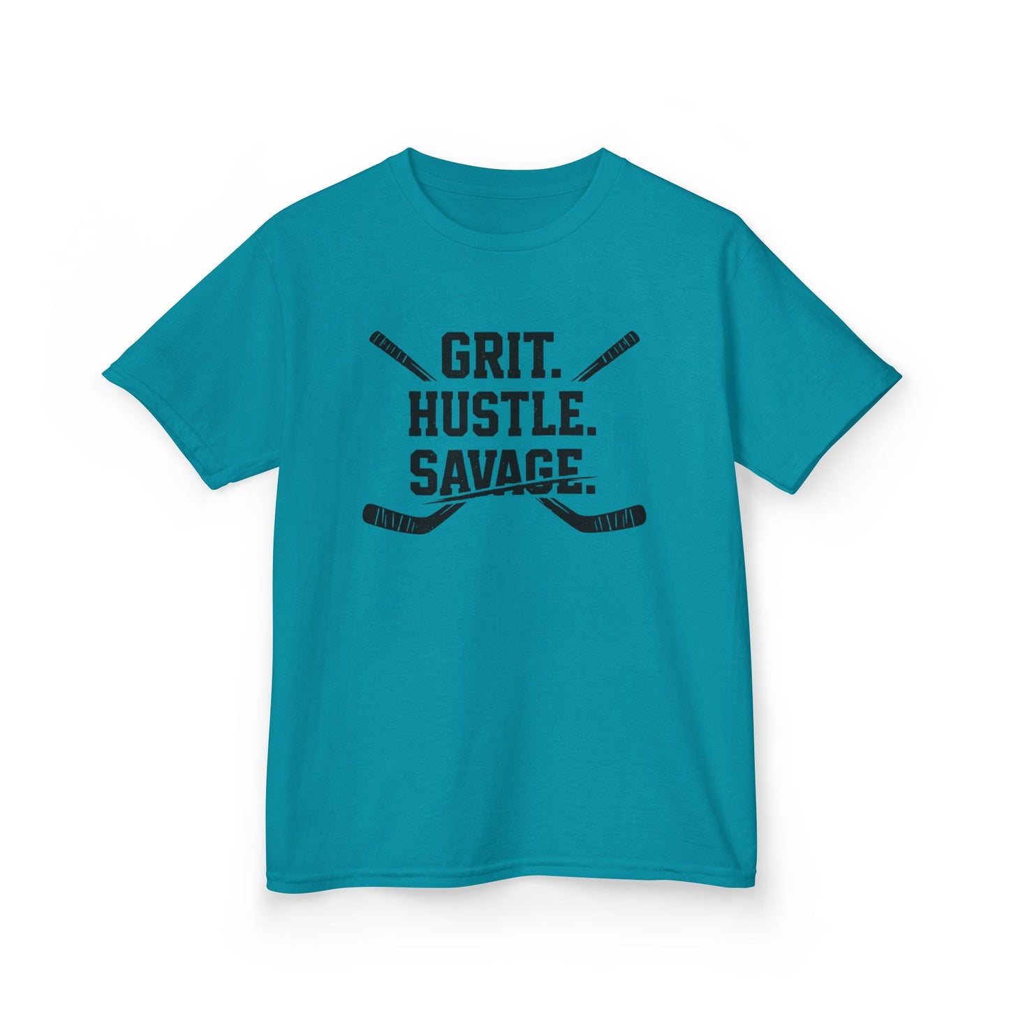 Kids Hockey Tee — "Grit. Hustle. Savage."