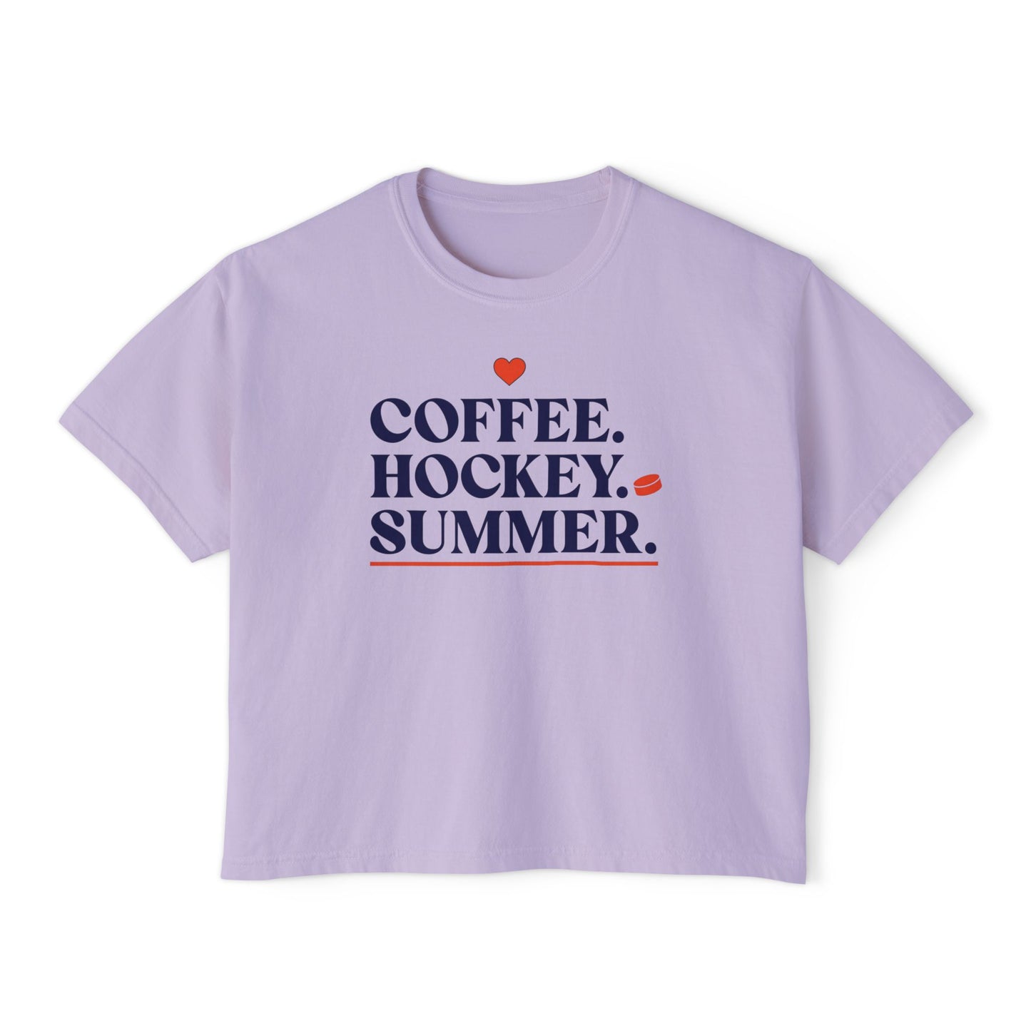 Coffee. Hockey. Summer. Boxy Tee