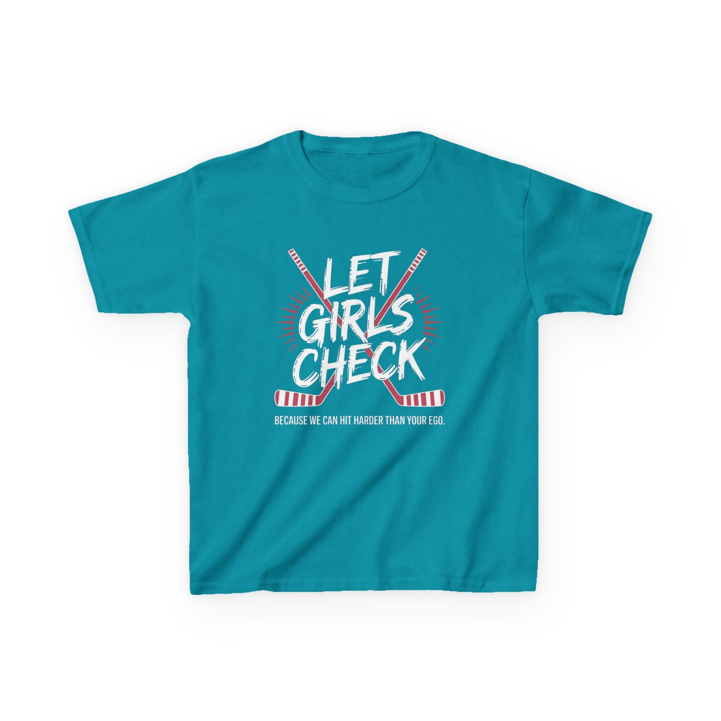 Let Girls Check Kids T-Shirt — Girls Hockey Shirt (Let Girls Check)