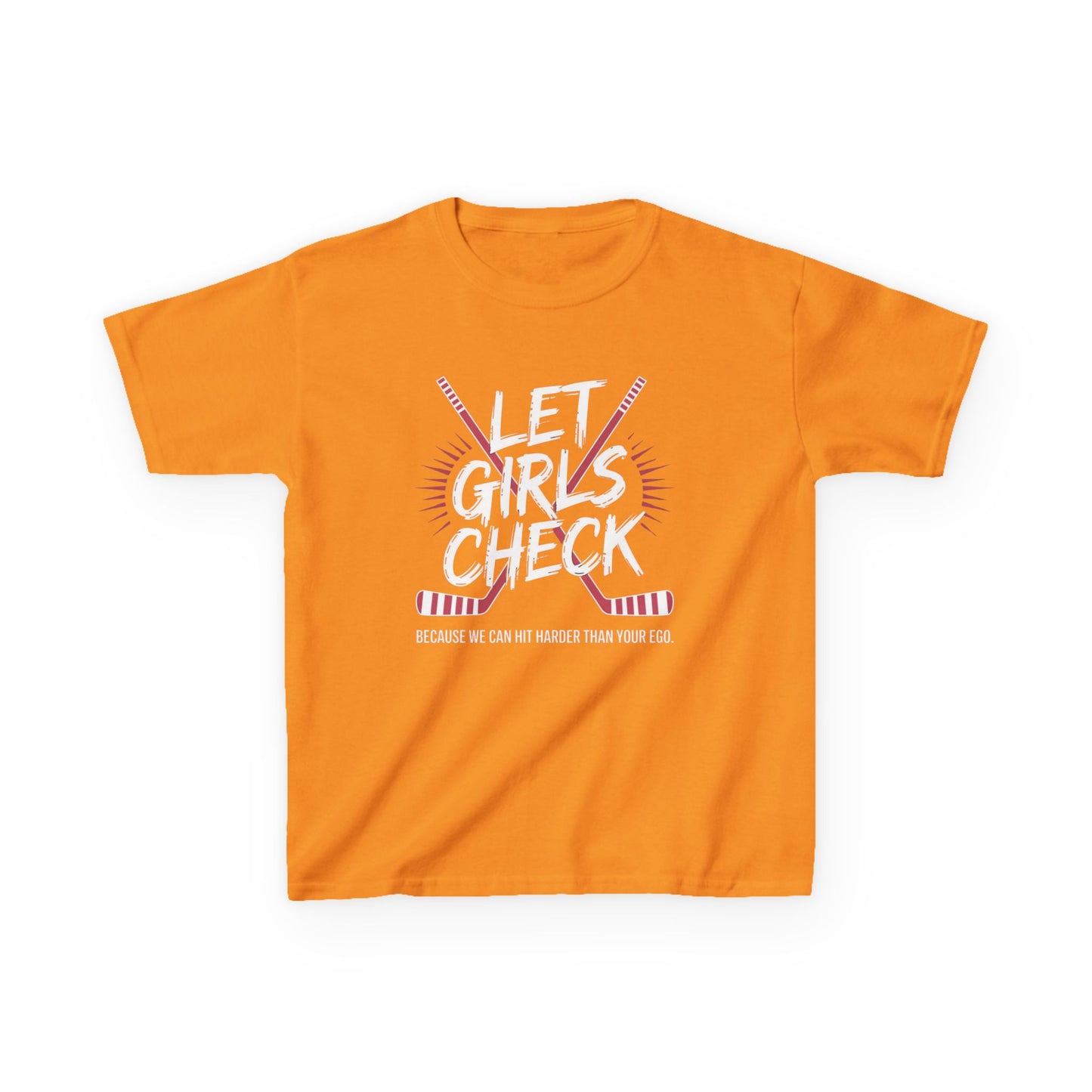 Let Girls Check Kids T-Shirt — Girls Hockey Shirt (Let Girls Check)
