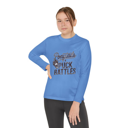 Ponytails & Puck Battles Youth Long Sleeve by Sport-Tek