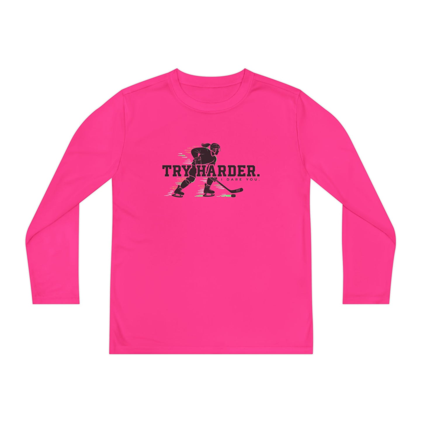 Try Harder Hockey Youth Long Sleeve Tee