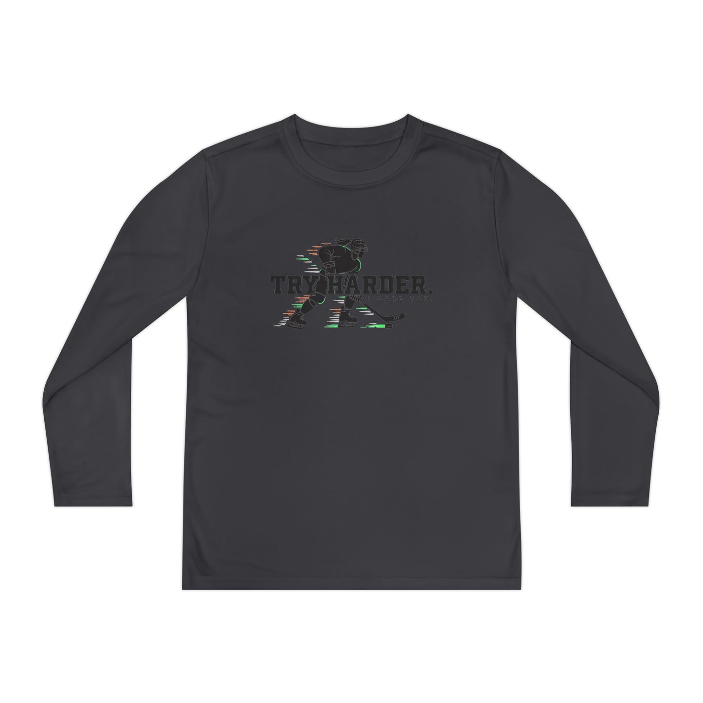 Try Harder Hockey Youth Long Sleeve Tee