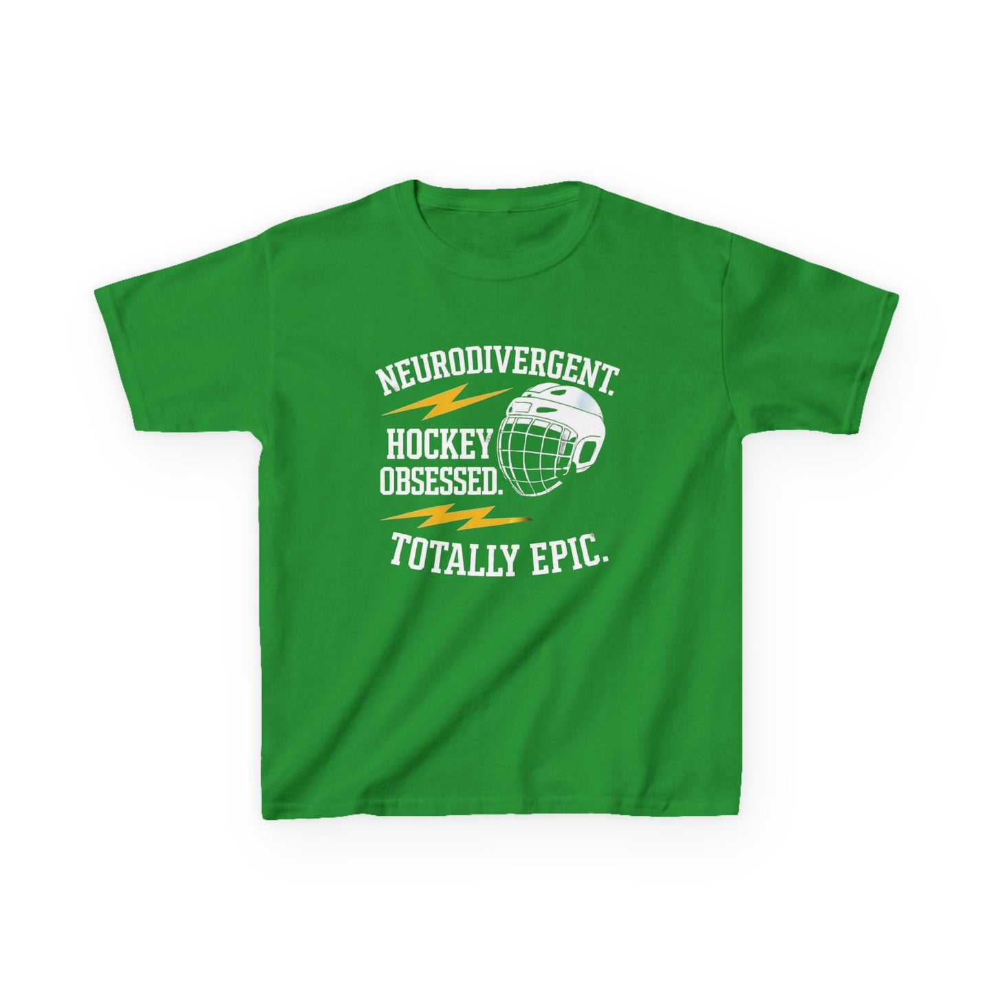 Kids Hockey T‑Shirt — "Neurodivergent Hockey Obsessed, Totally Epic"