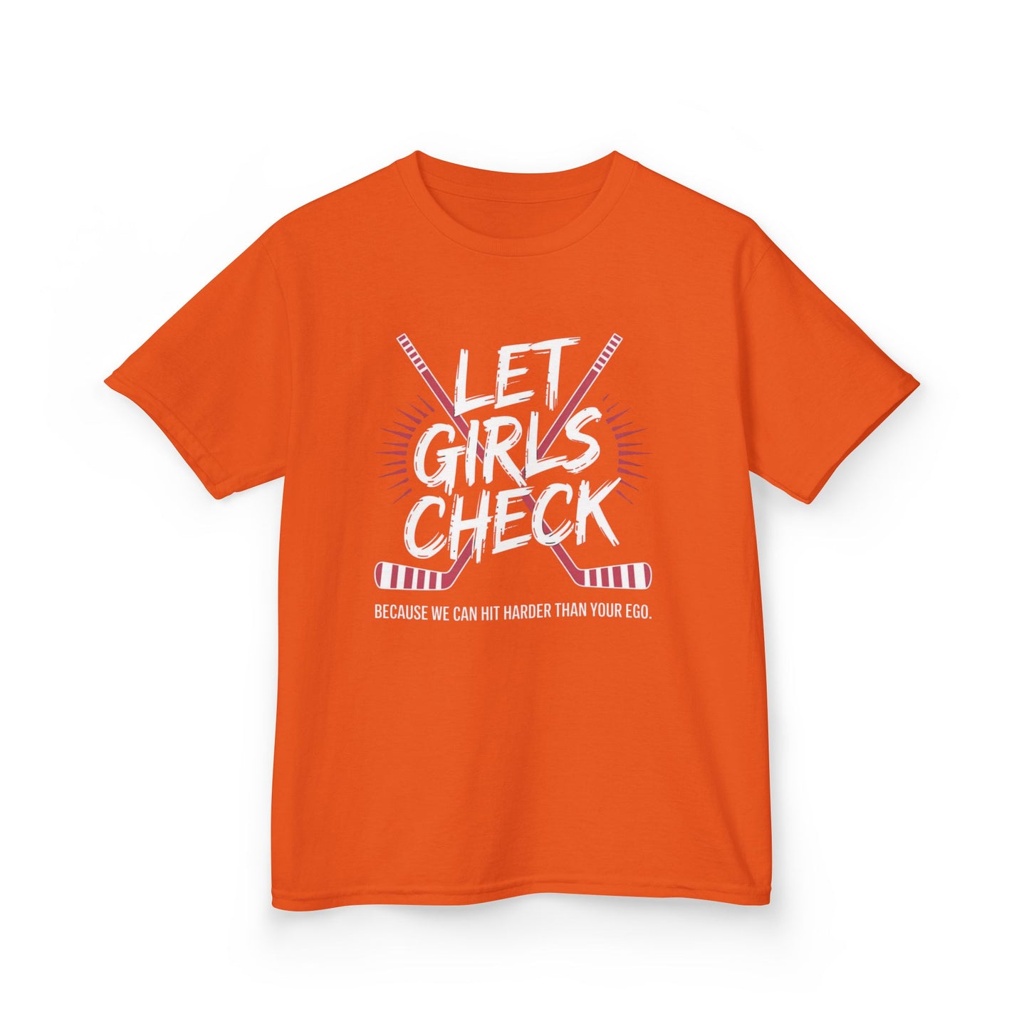 Let Girls Check Kids T-Shirt — Girls Hockey Shirt (Let Girls Check)