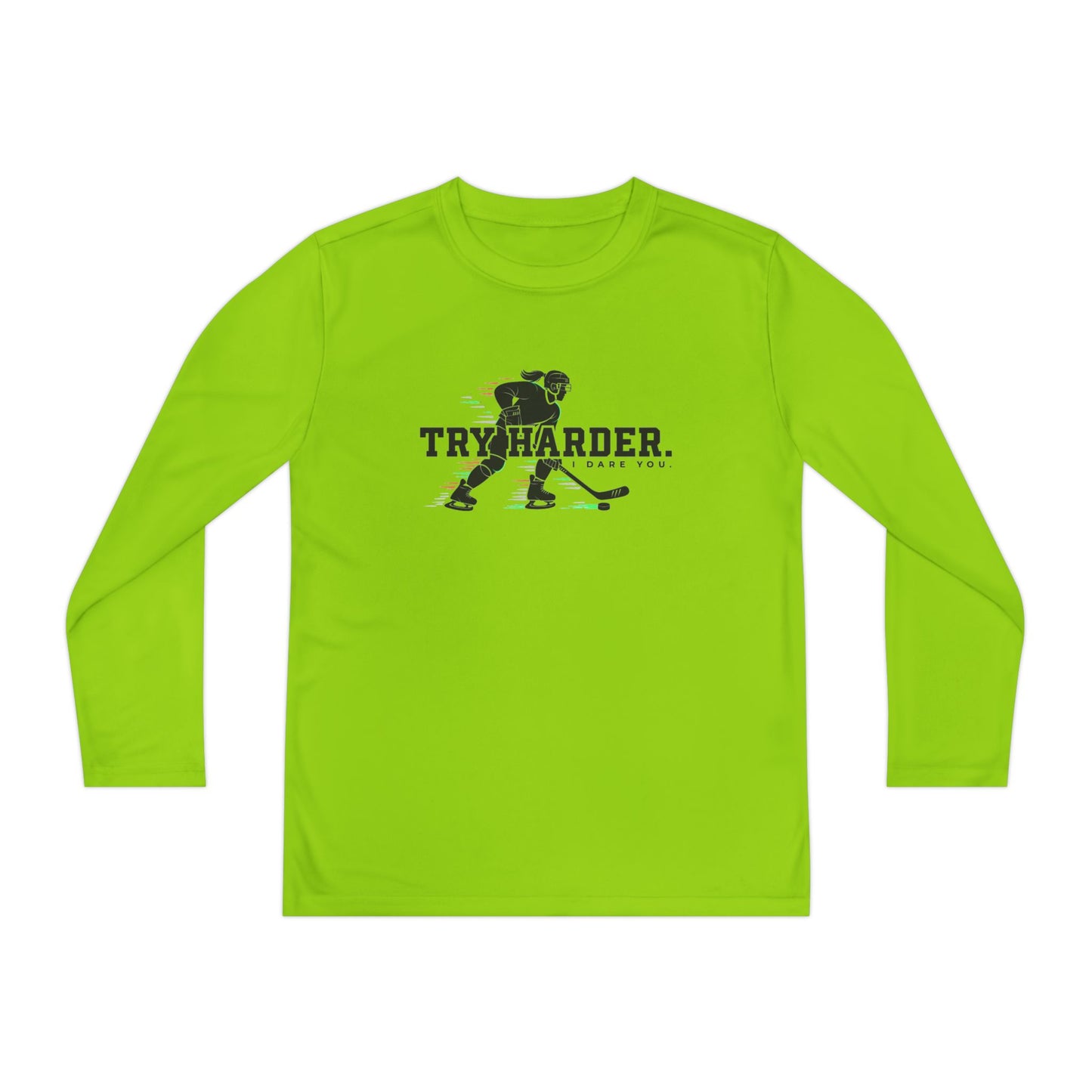 Try Harder Hockey Youth Long Sleeve Tee