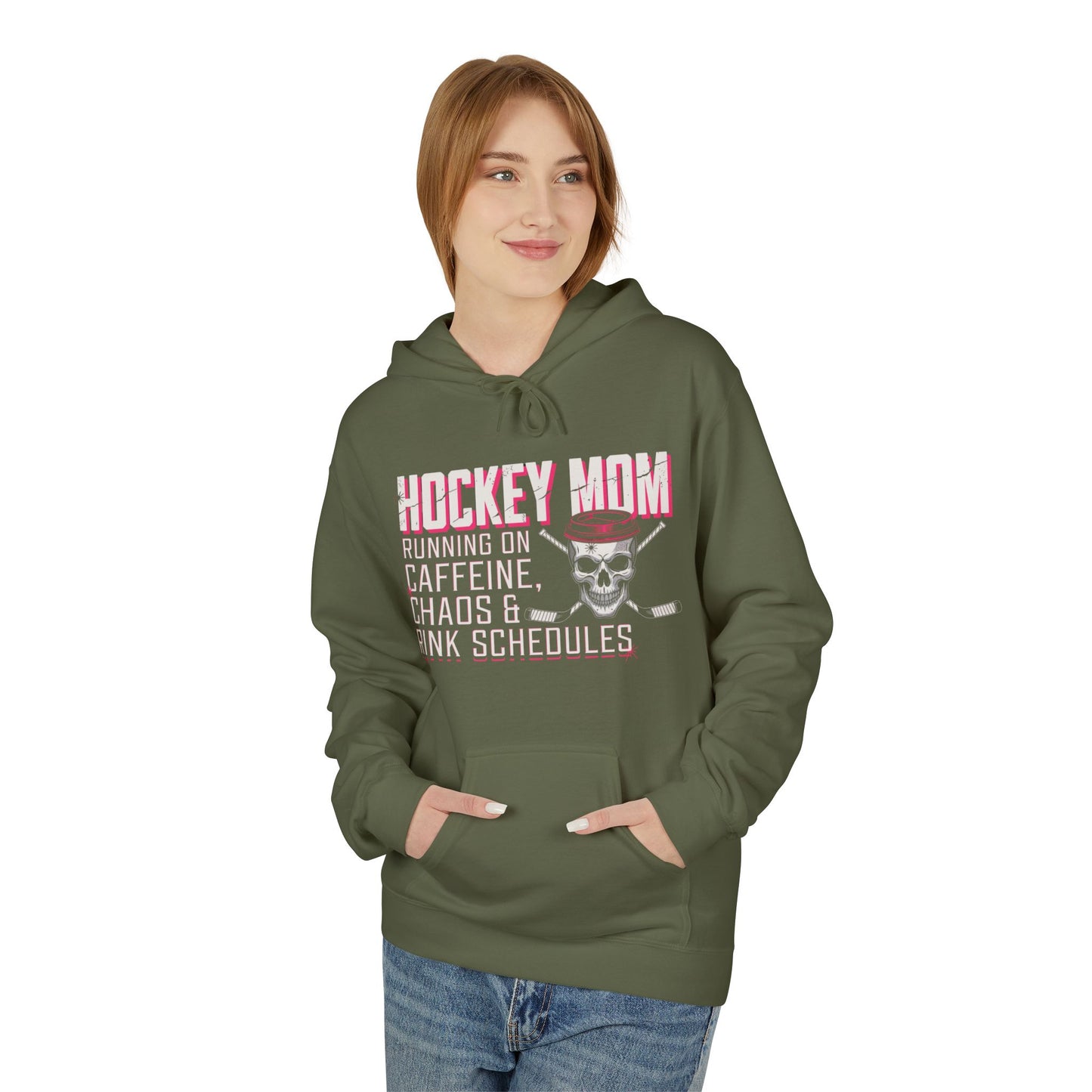 Hockey Mom Hoodie — “Running on Caffeine, Chaos & Rink Schedules”