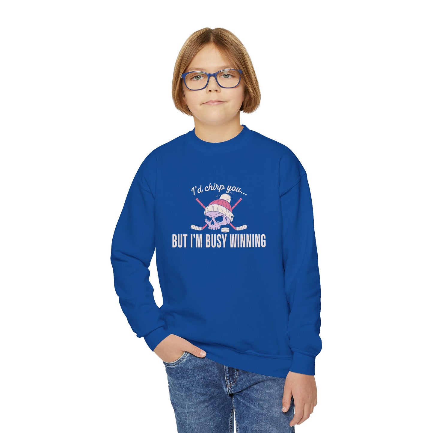 Youth Crewneck Sweatshirt — “I’d Chirp You… But I’m Busy Whining”