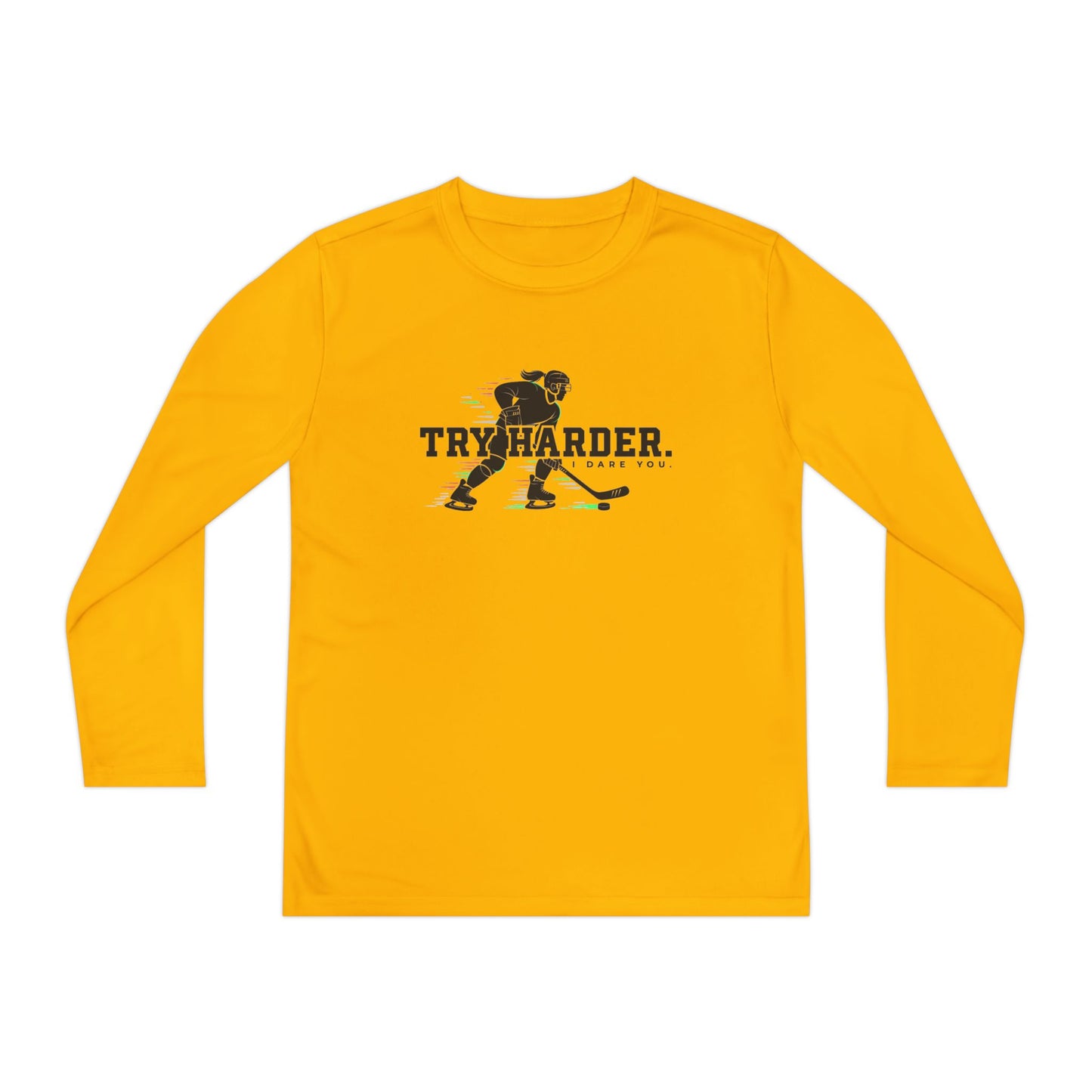 Try Harder Hockey Youth Long Sleeve Tee