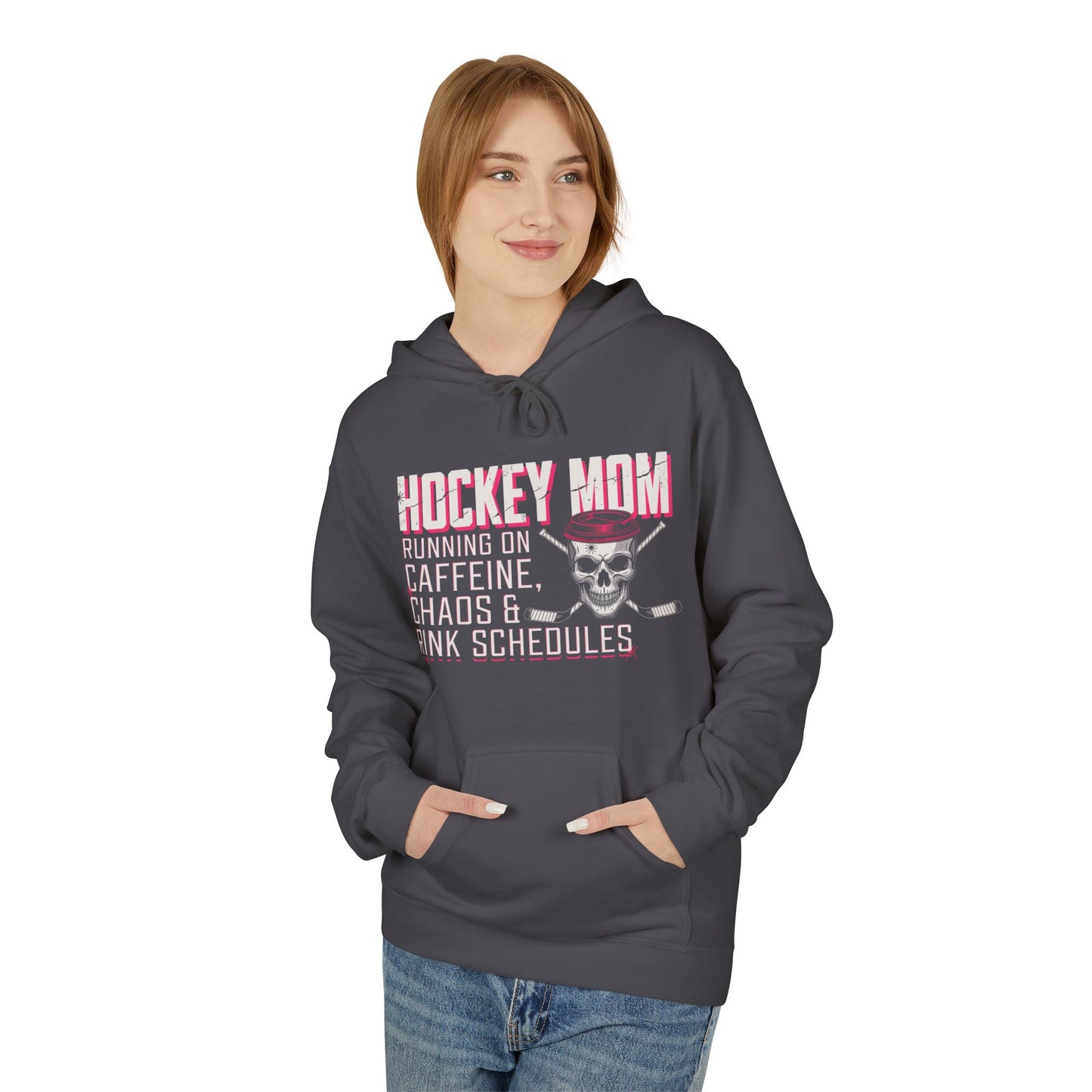 Hockey Mom Hoodie — “Running on Caffeine, Chaos & Rink Schedules”
