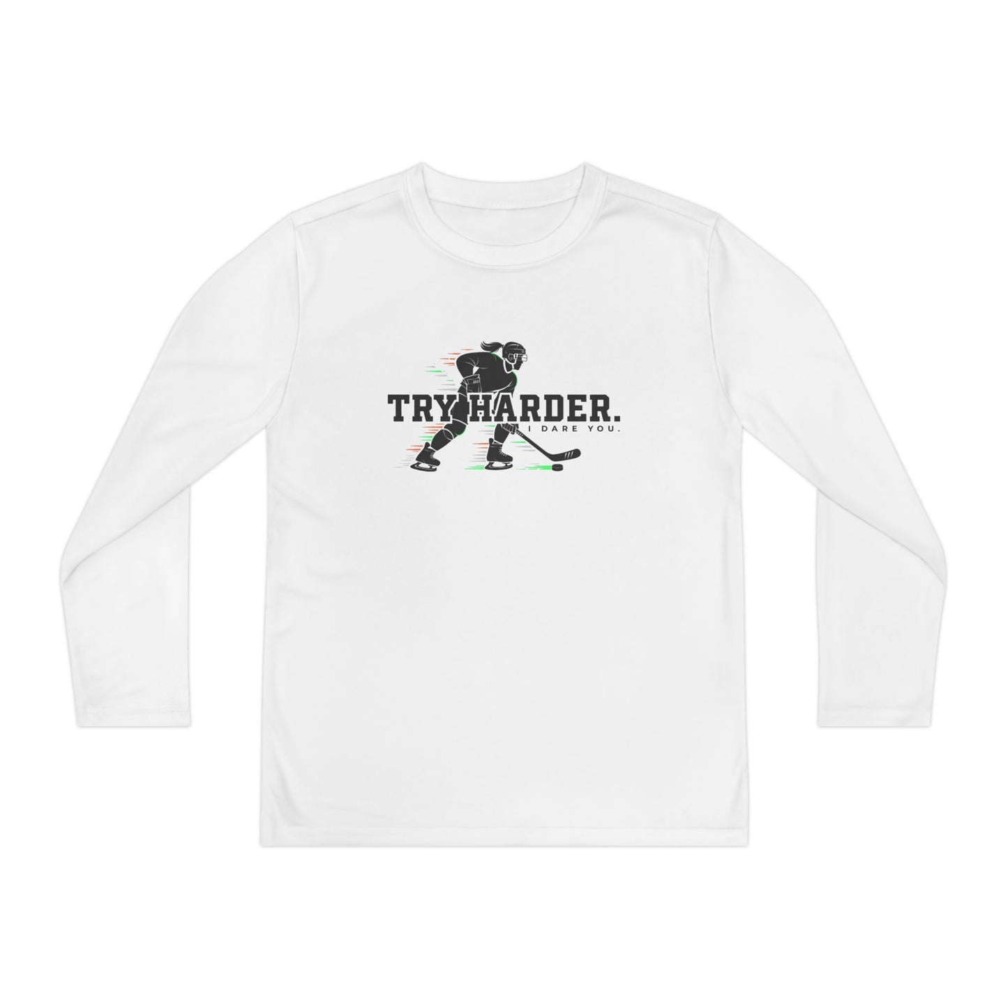 Try Harder Hockey Youth Long Sleeve Tee