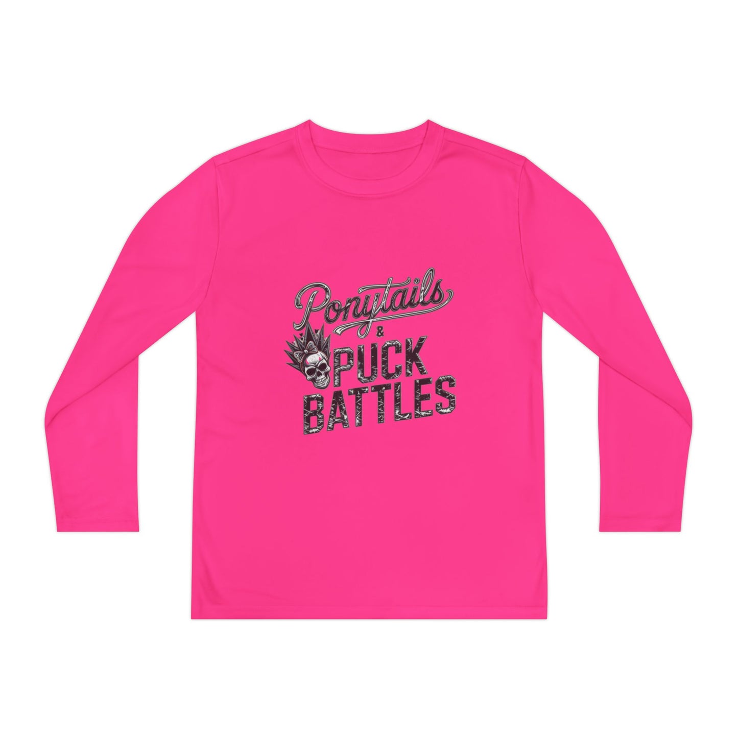 Ponytails & Puck Battles Youth Long Sleeve by Sport-Tek