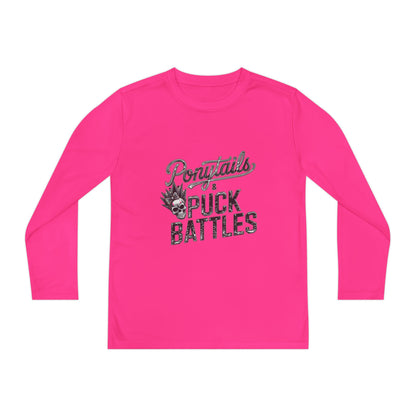 Ponytails & Puck Battles Youth Long Sleeve by Sport-Tek