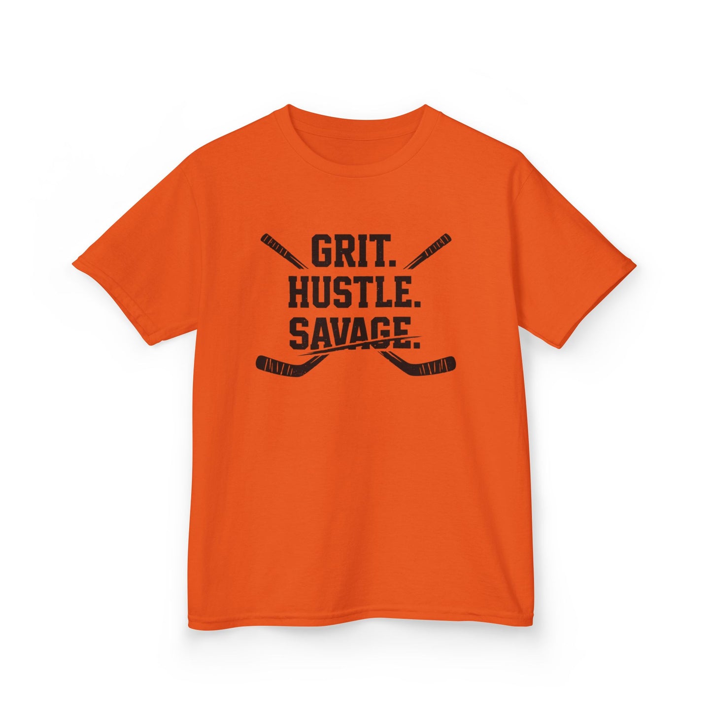 Kids Hockey Tee — "Grit. Hustle. Savage."