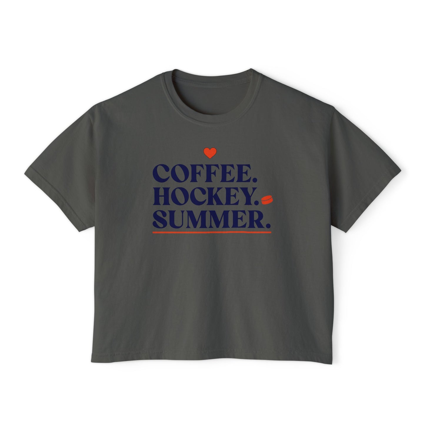 Coffee. Hockey. Summer. Boxy Tee