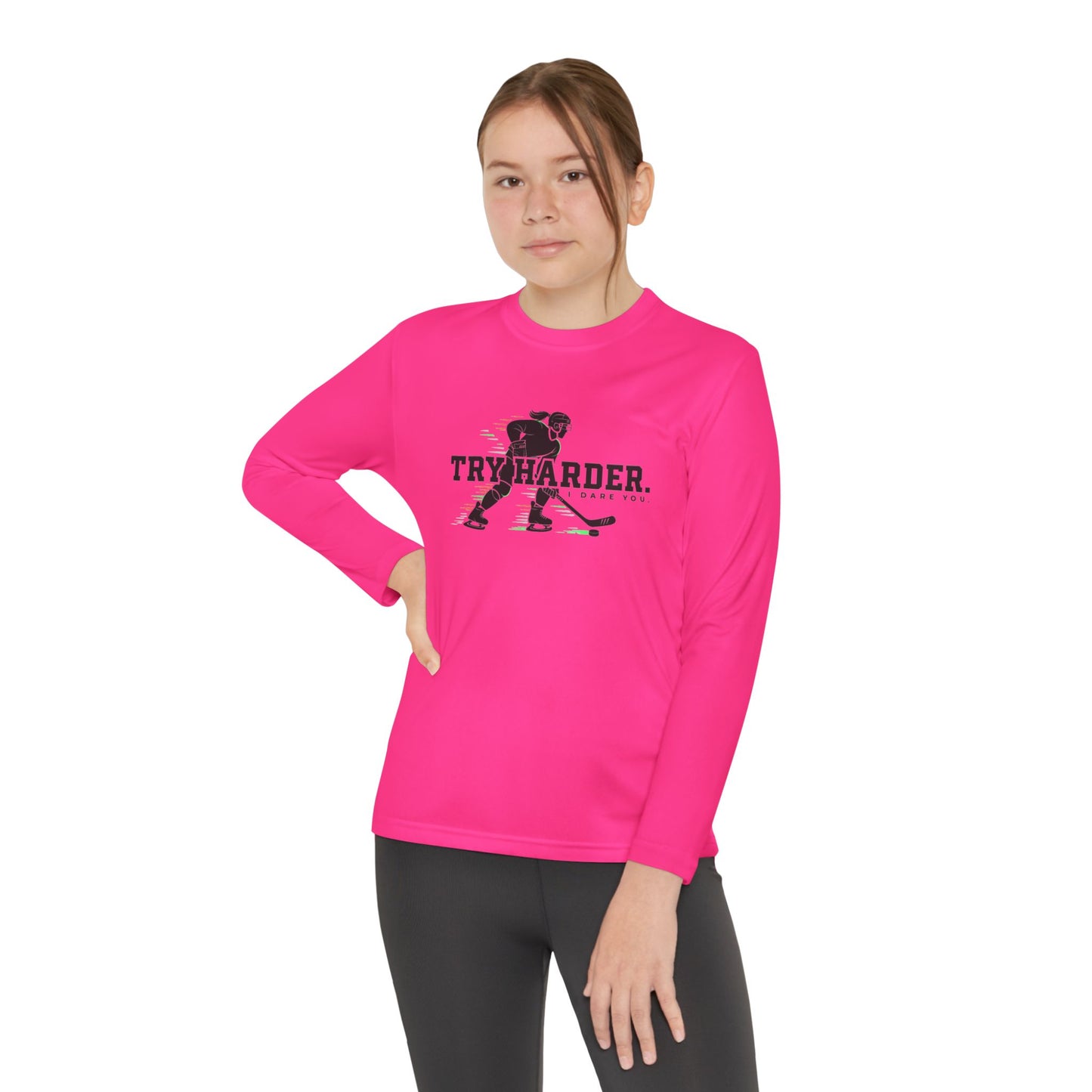 Try Harder Hockey Youth Long Sleeve Tee