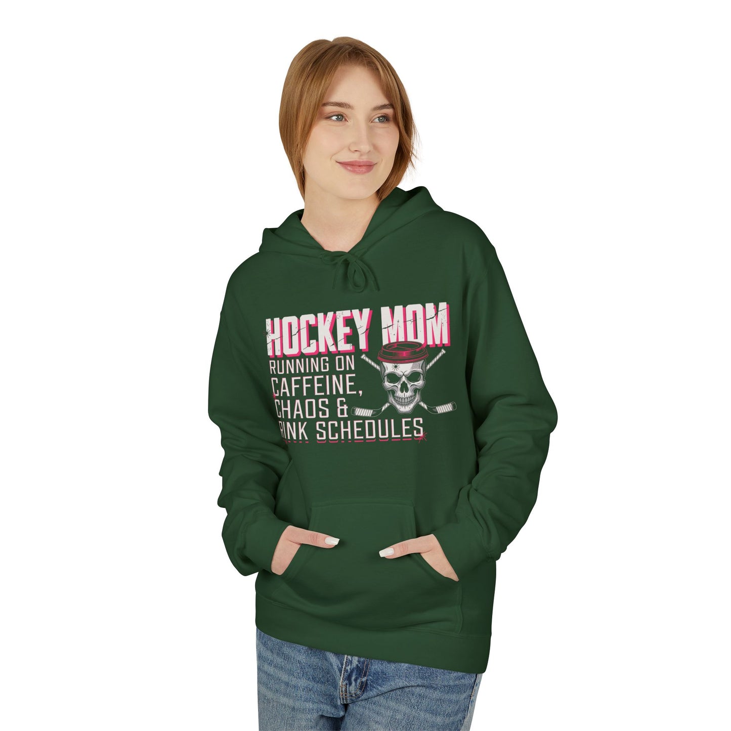 Hockey Mom Hoodie — “Running on Caffeine, Chaos & Rink Schedules”