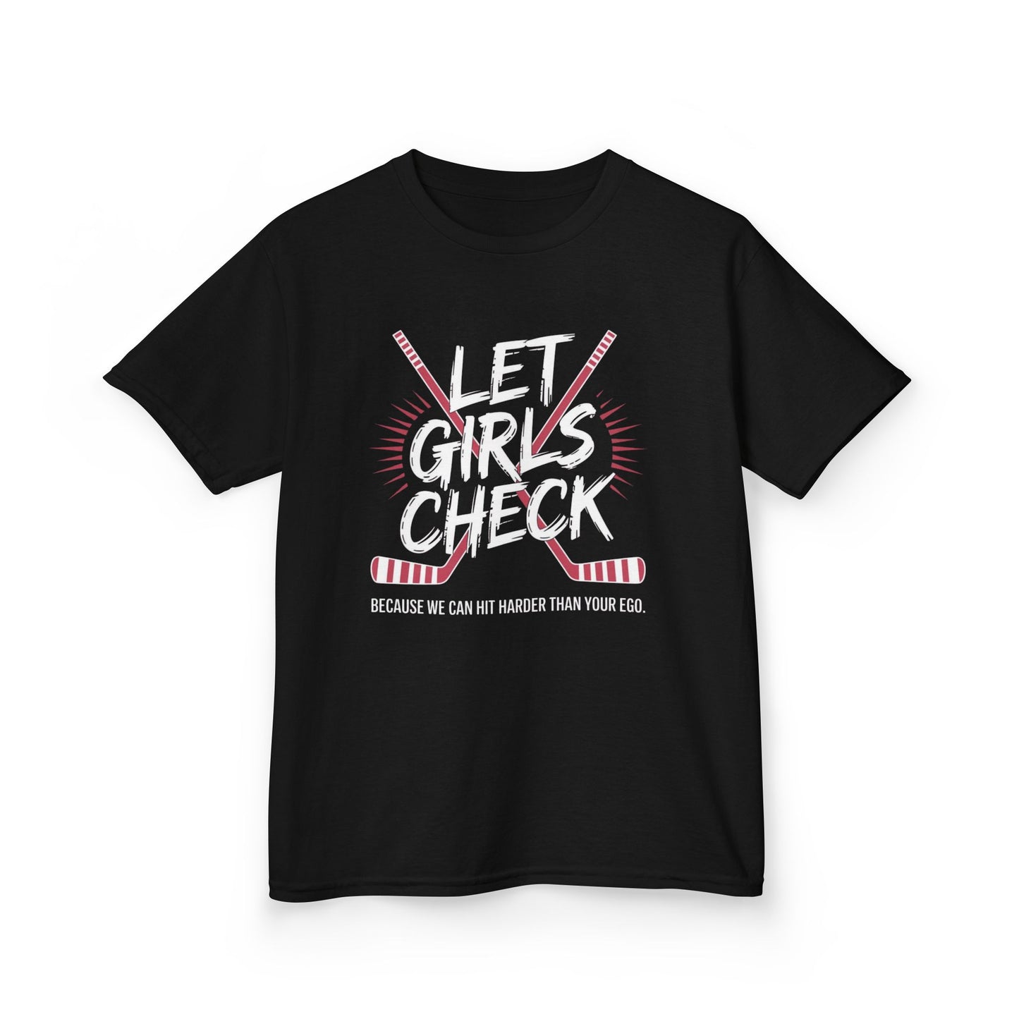 Let Girls Check Kids T-Shirt — Girls Hockey Shirt (Let Girls Check)