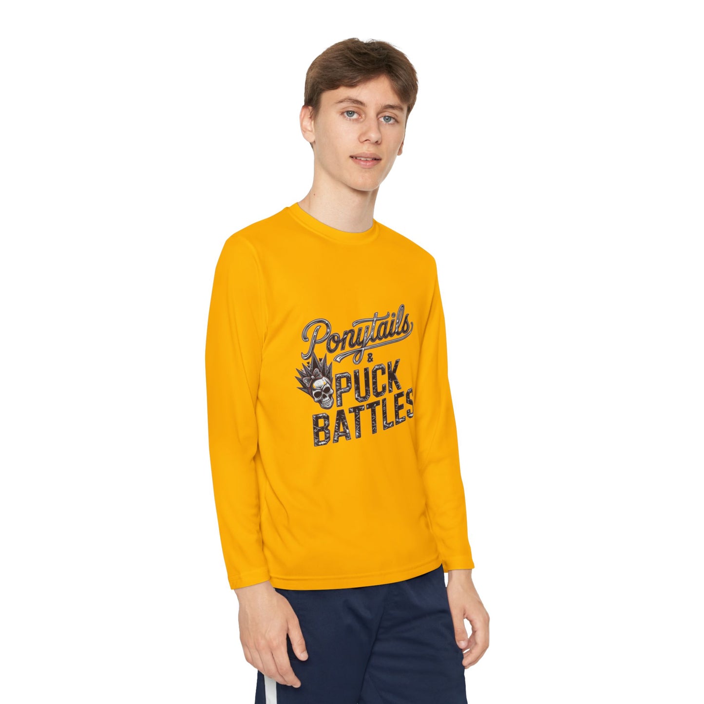 Ponytails & Puck Battles Youth Long Sleeve by Sport-Tek