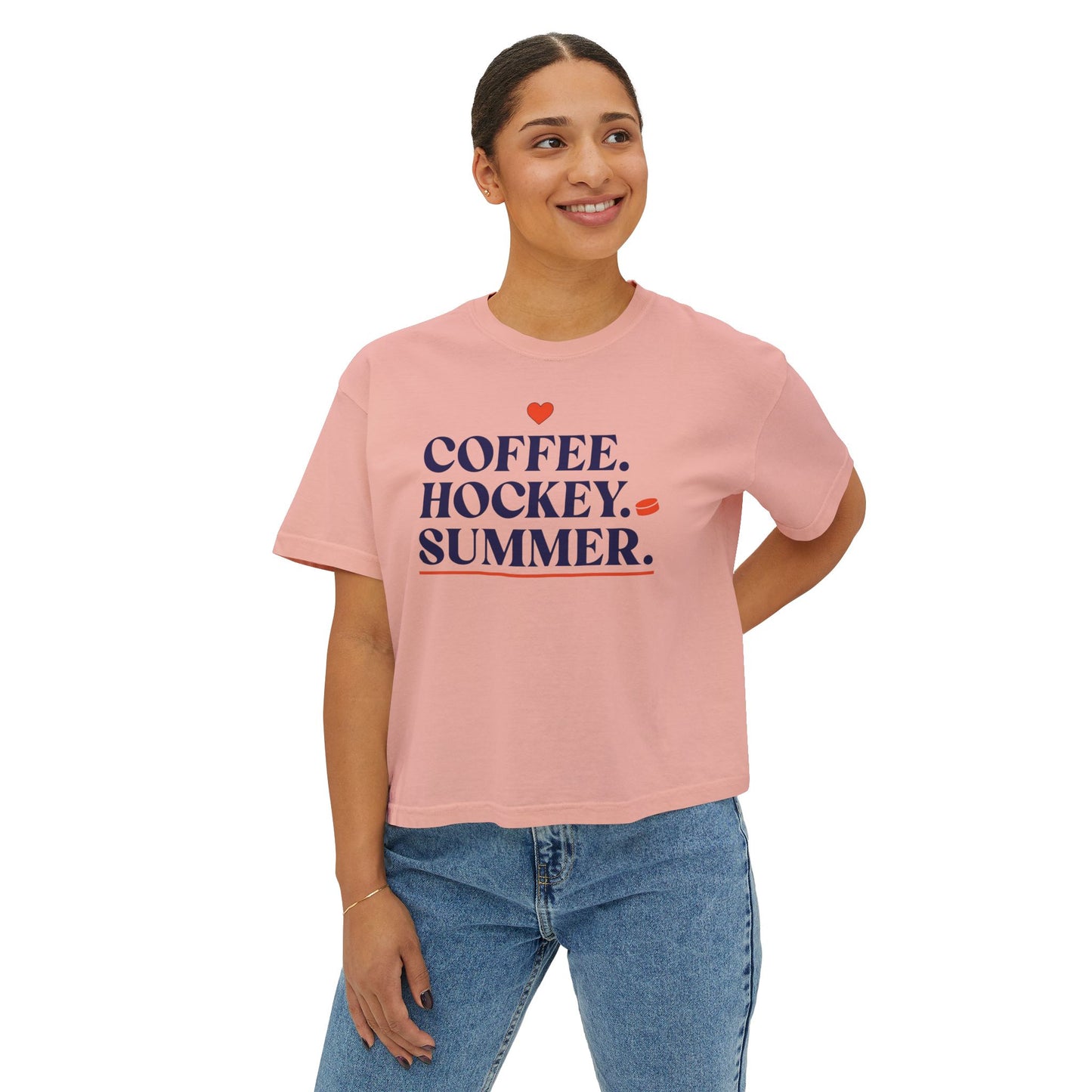Coffee. Hockey. Summer. Boxy Tee