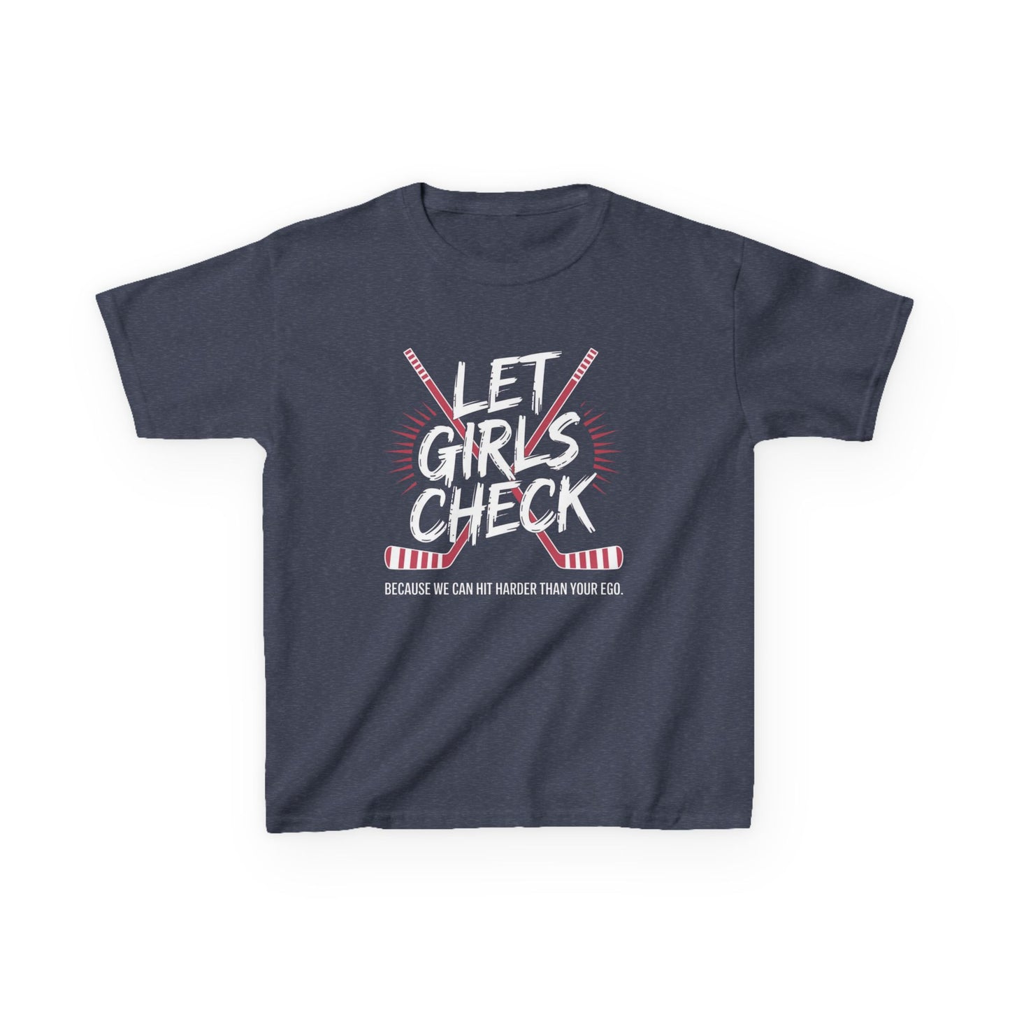 Let Girls Check Kids T-Shirt — Girls Hockey Shirt (Let Girls Check)