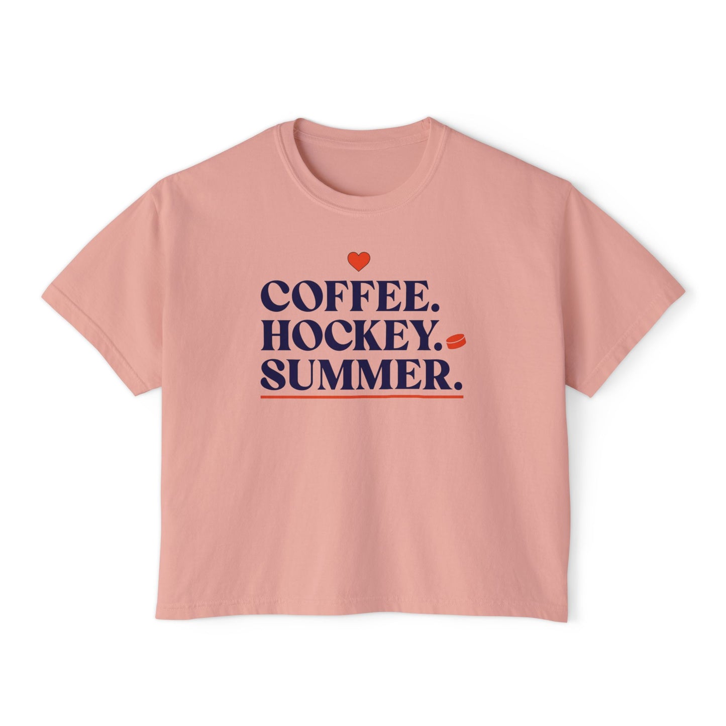 Coffee. Hockey. Summer. Boxy Tee