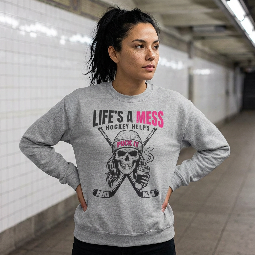 Life's a Mess Hockey Crewneck Sweatshirt