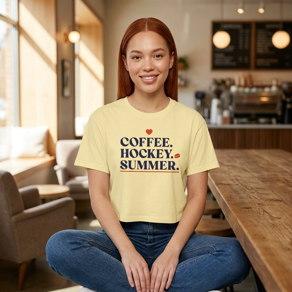 Coffee. Hockey. Summer. Boxy Tee