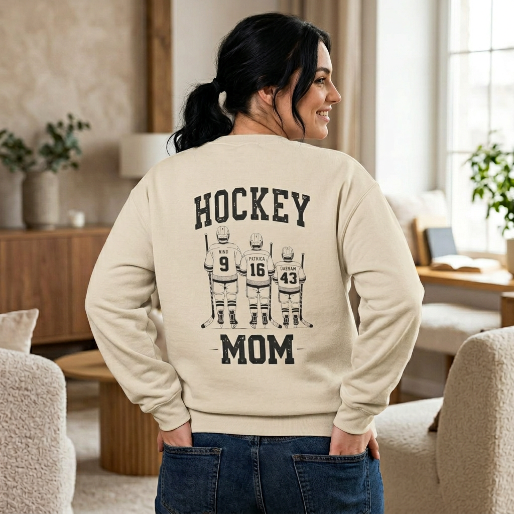 Custom Hockey Mom Shirt, Personalized Hockey Mom Tee, Kids Names Numbers Shirt, Hockey Mom Gift, Rink Mom Shirt, Hockey Family Shirt