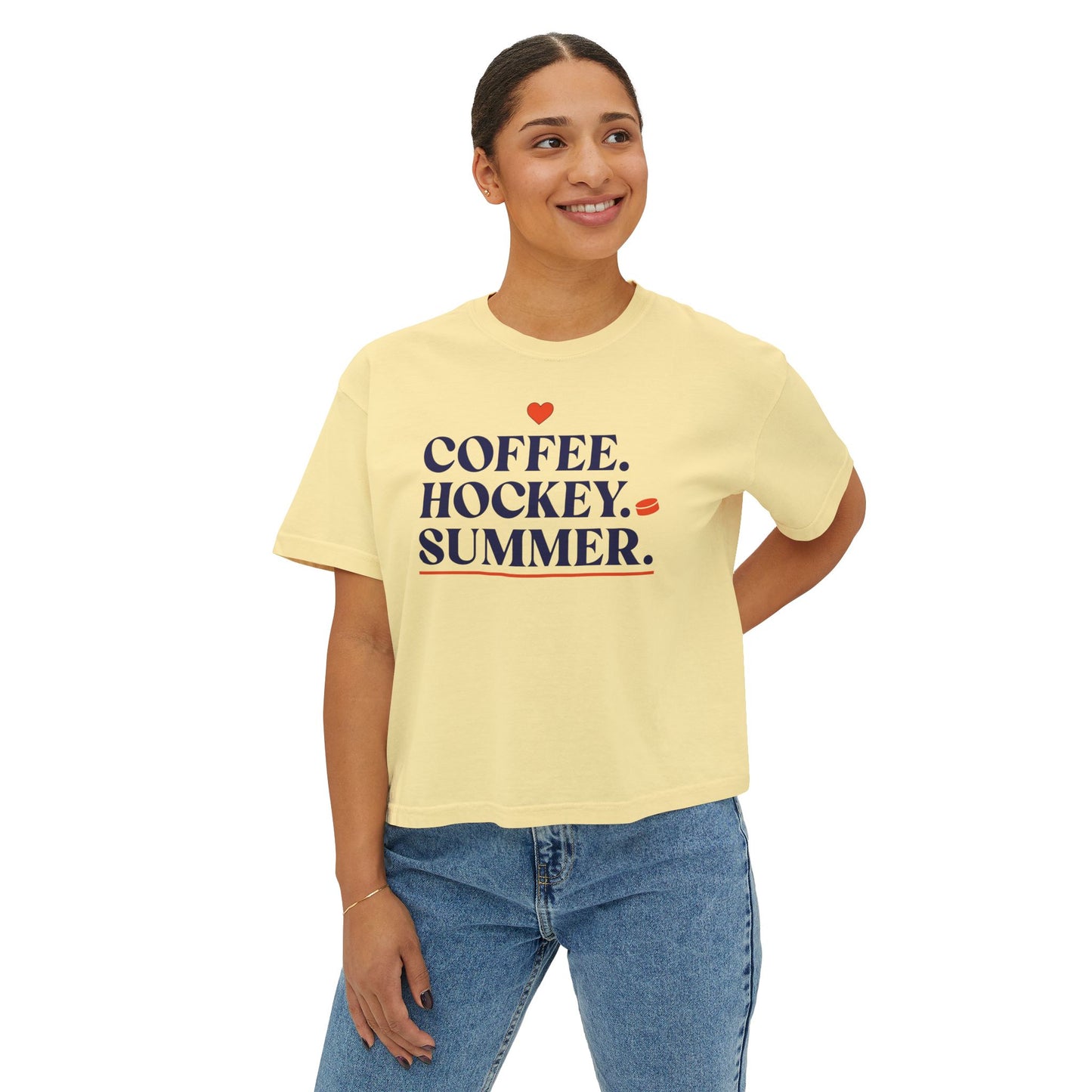 Coffee. Hockey. Summer. Boxy Tee