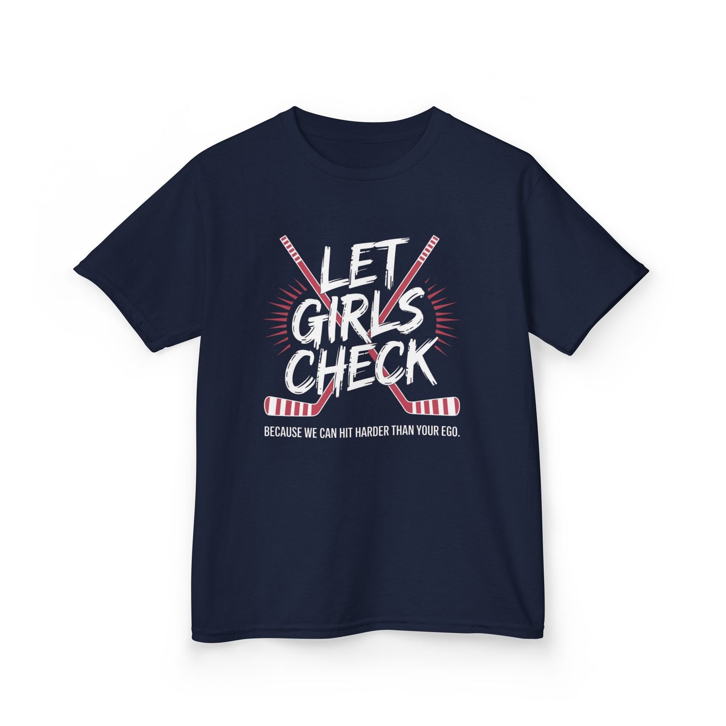 Let Girls Check Kids T-Shirt — Girls Hockey Shirt (Let Girls Check)