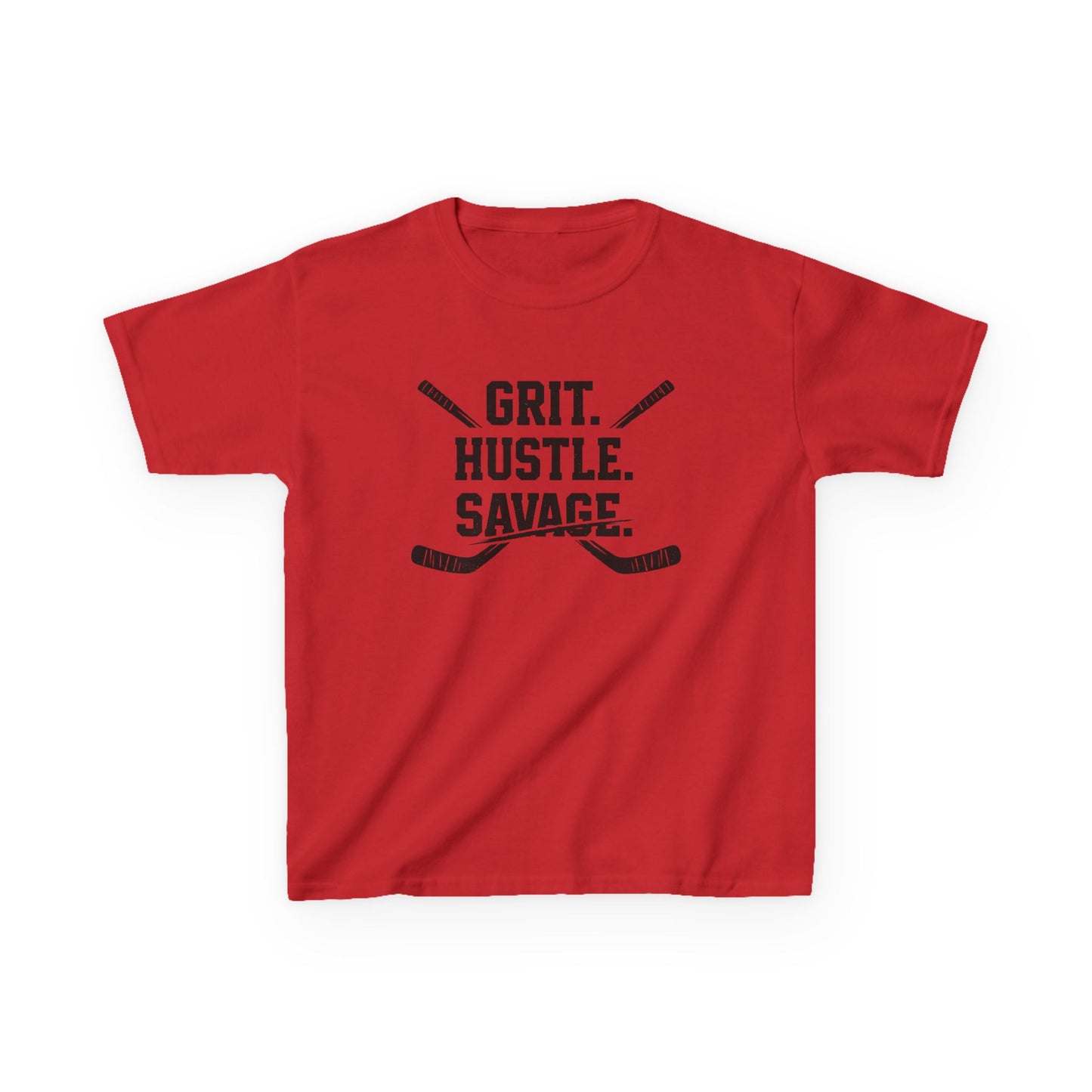 Kids Hockey Tee — "Grit. Hustle. Savage."