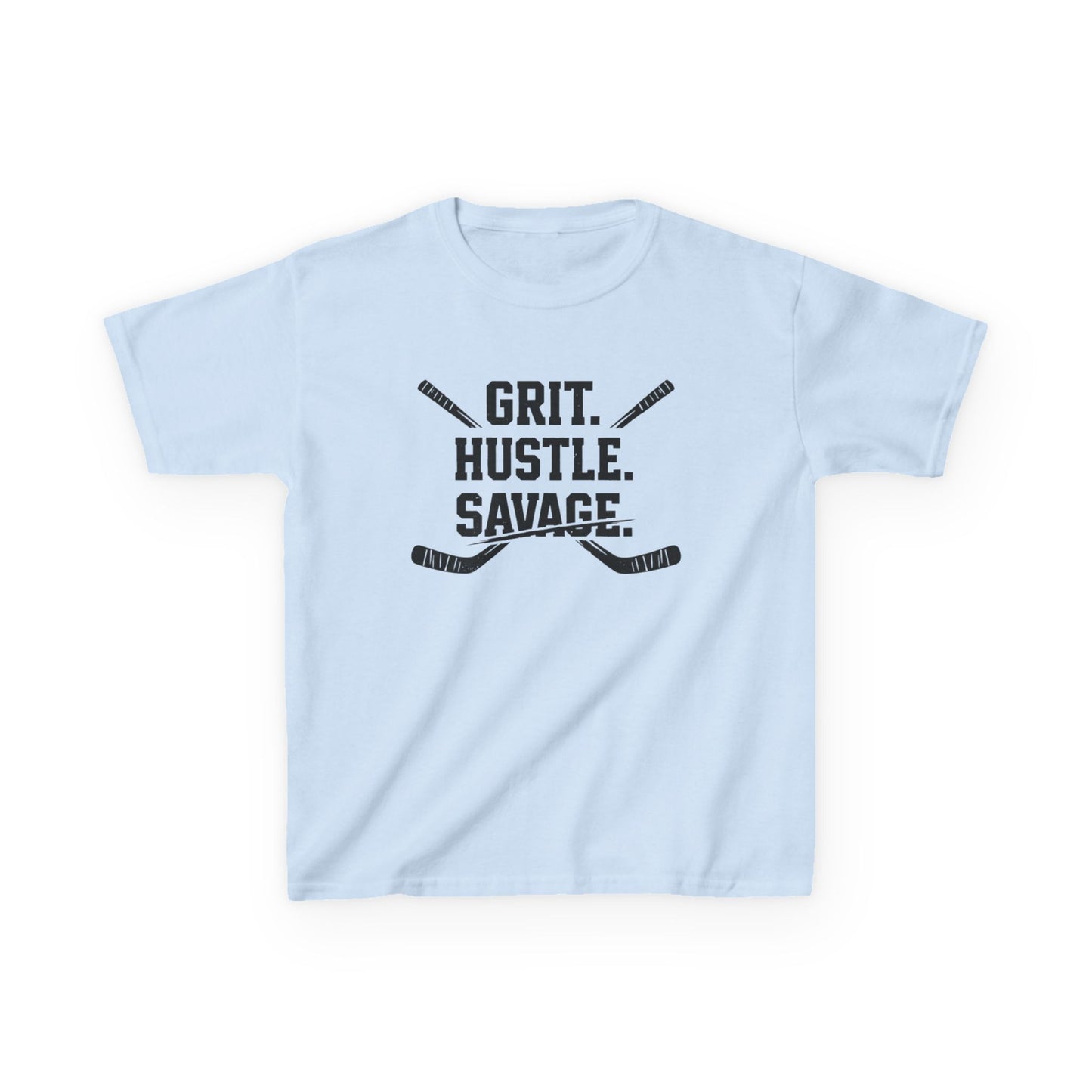 Kids Hockey Tee — "Grit. Hustle. Savage."