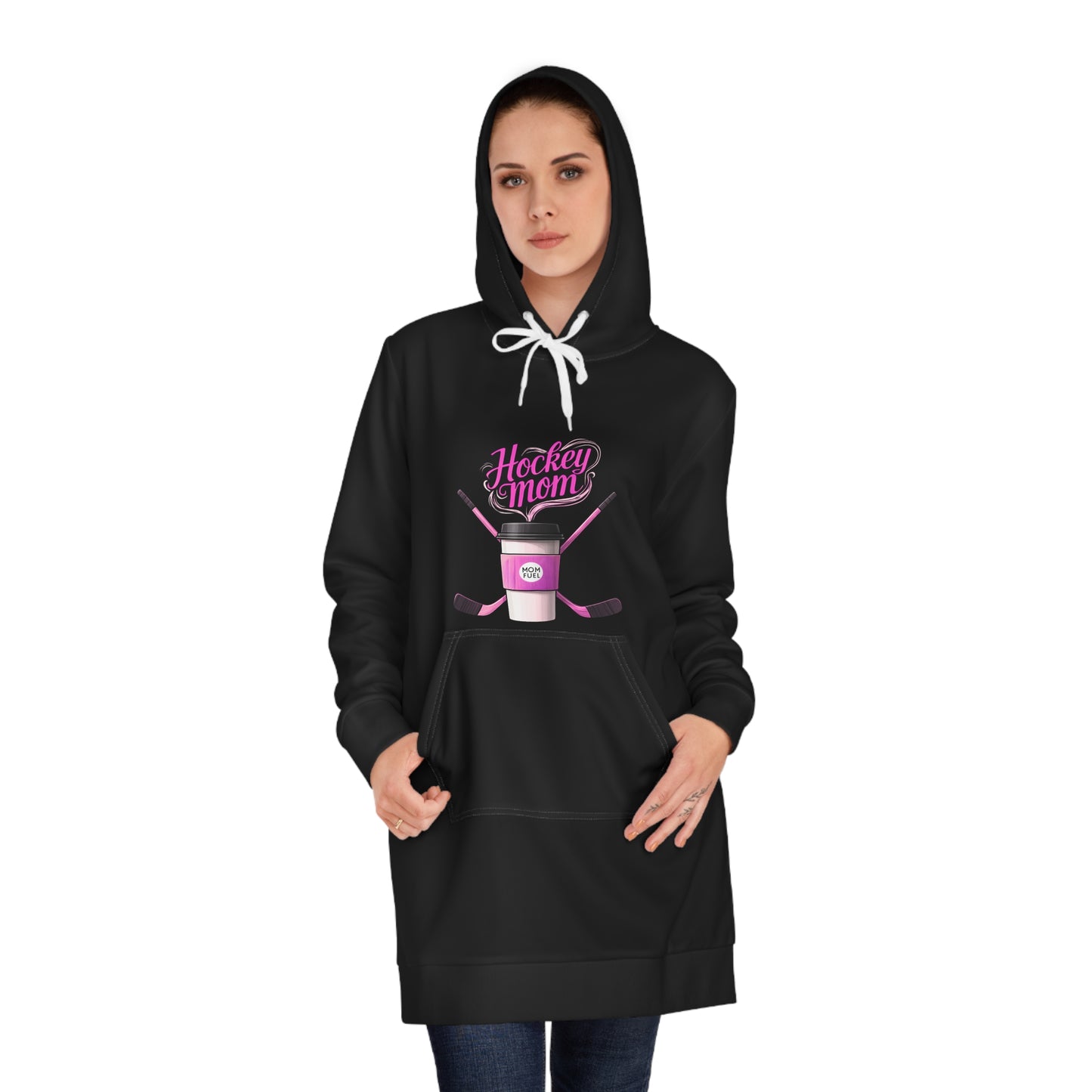 Women's Hockey Mom Hoodie Dress, Cozy Outfit for Sports Moms, Athletic Apparel, Perfect Gift for Hockey Lovers, Sports Game Wear, [...]