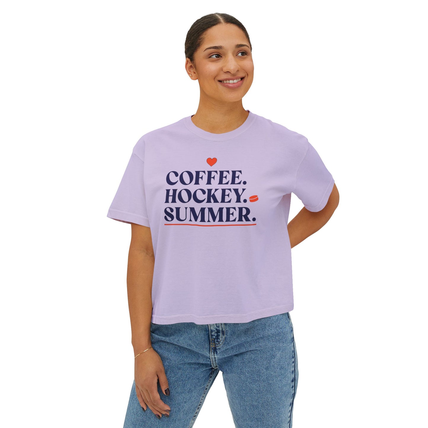 Coffee. Hockey. Summer. Boxy Tee