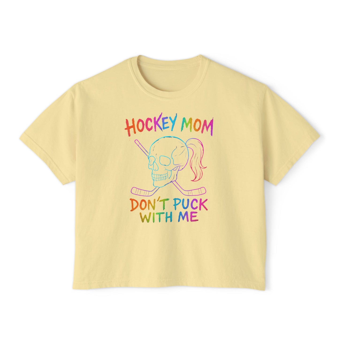 Hockey Mom Boxy Tee — "Don't Puck With Me"