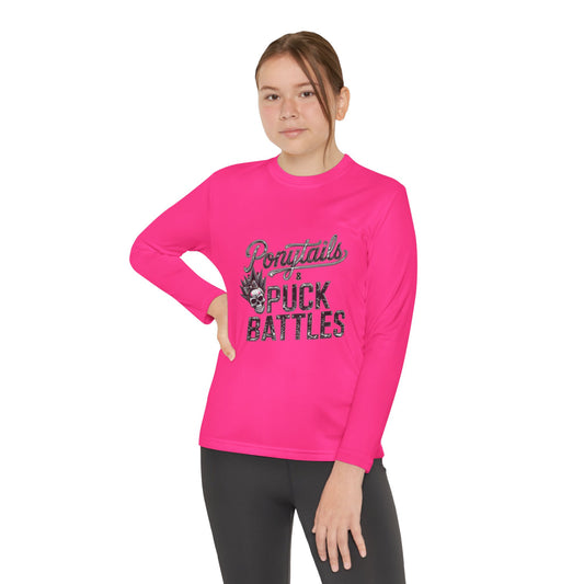 Ponytails & Puck Battles Youth Long Sleeve by Sport-Tek