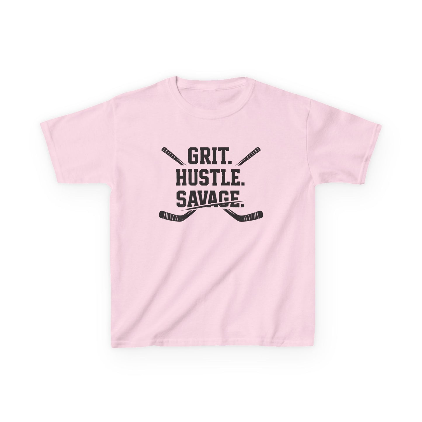 Kids Hockey Tee — "Grit. Hustle. Savage."