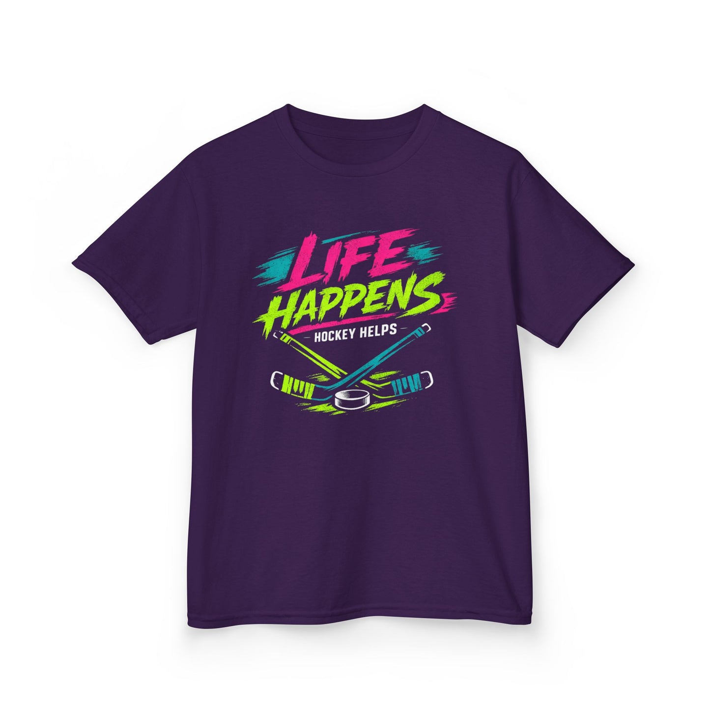 Kids Tee — "Life Happens, Hockey Helps"