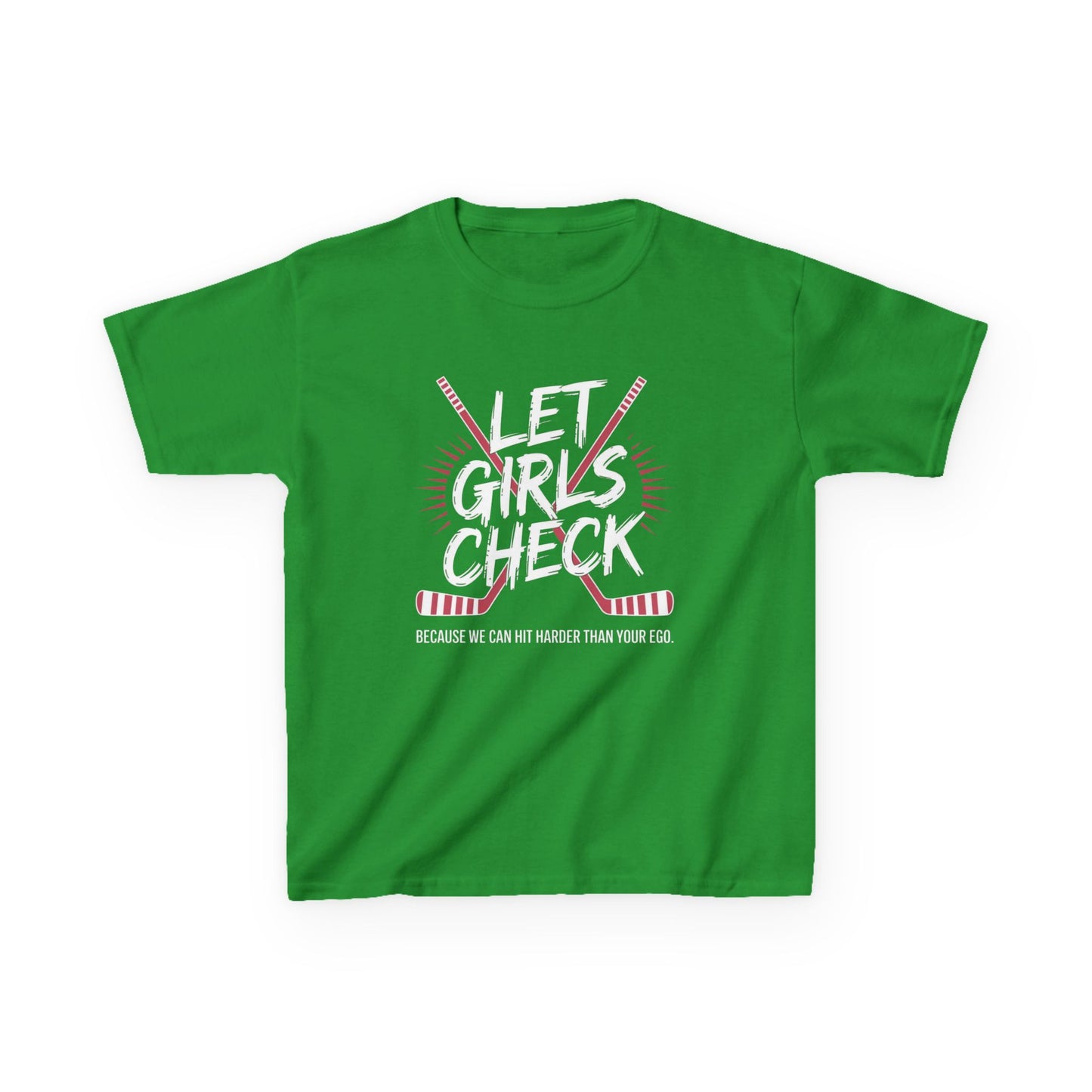 Let Girls Check Kids T-Shirt — Girls Hockey Shirt (Let Girls Check)